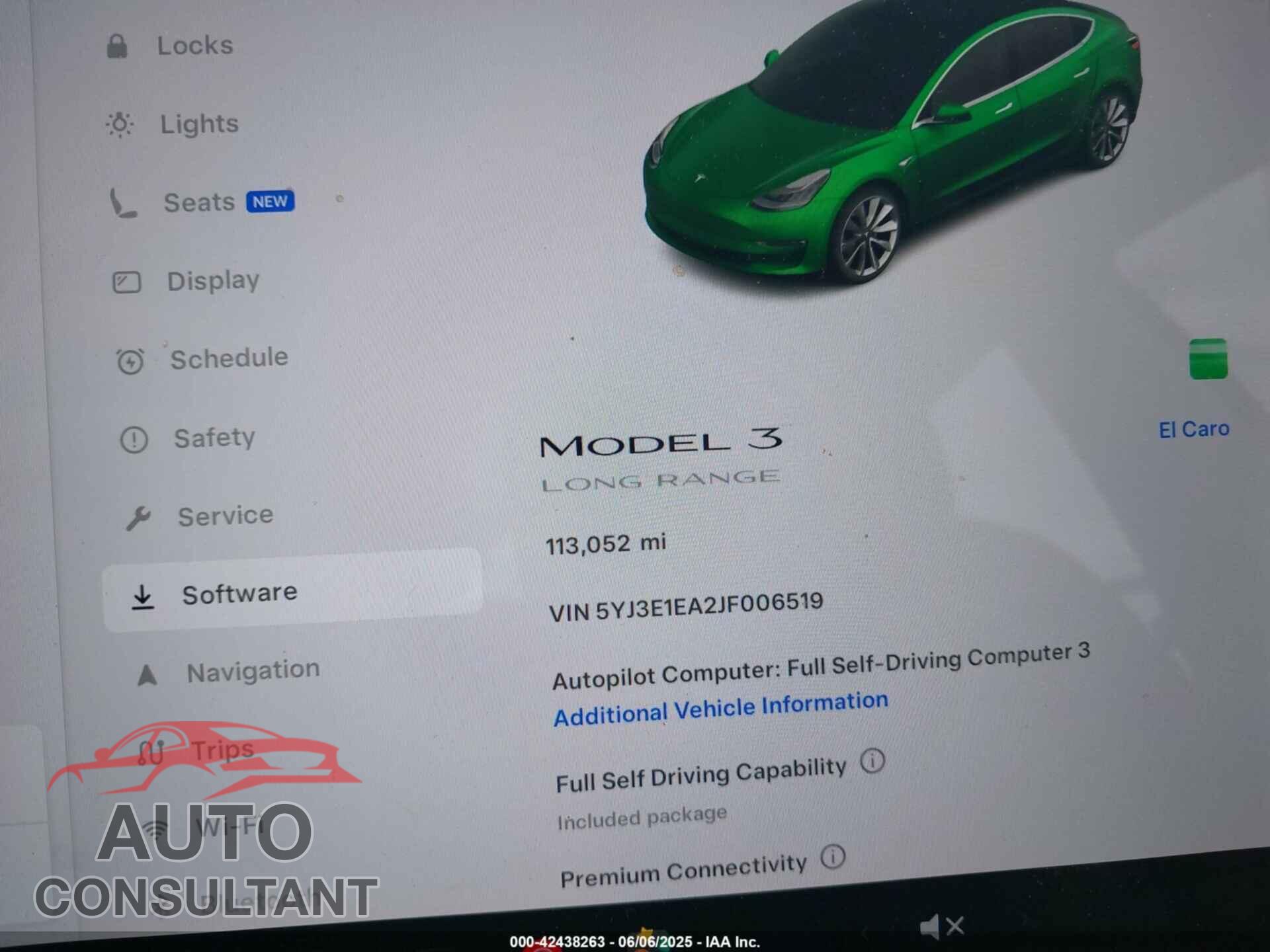 TESLA MODEL 3 2018 - 5YJ3E1EA2JF006519