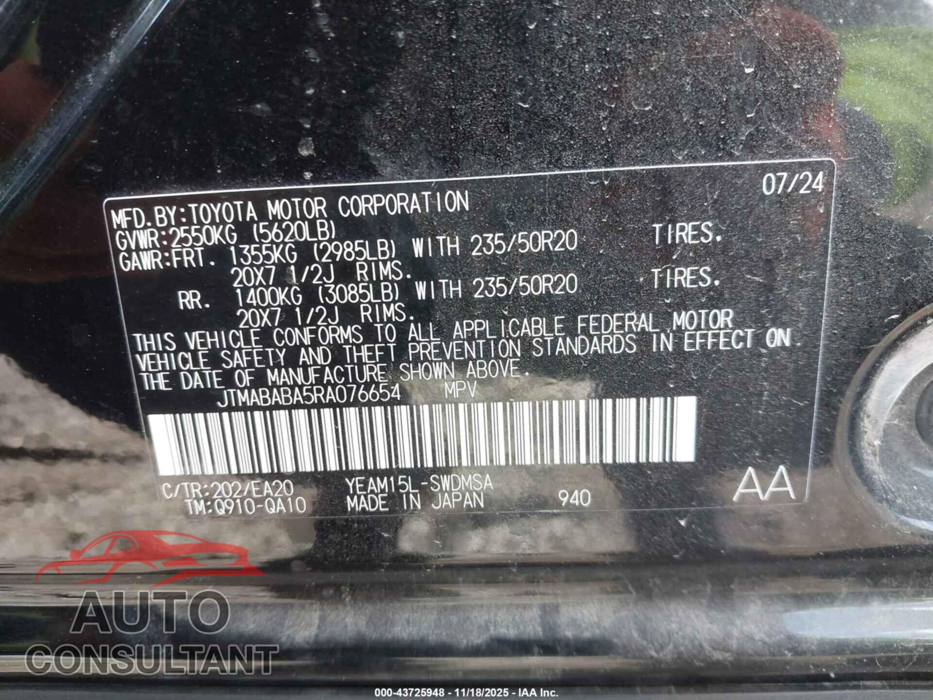 SUBARU SOLTERRA 2024 - JTMABABA5RA076654