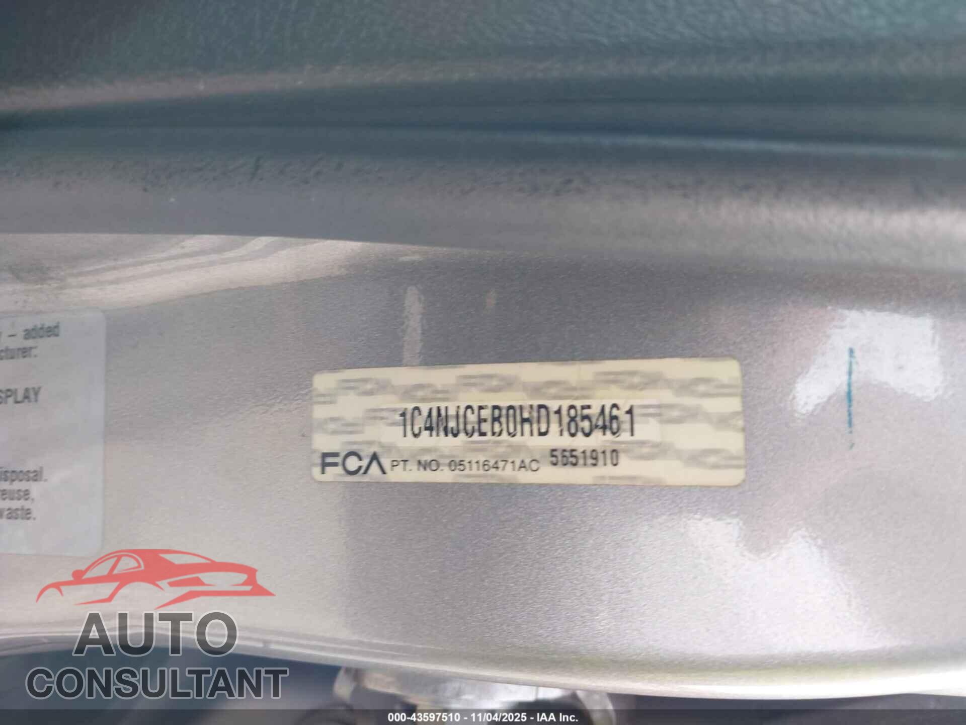 JEEP COMPASS 2017 - 1C4NJCEB0HD185461