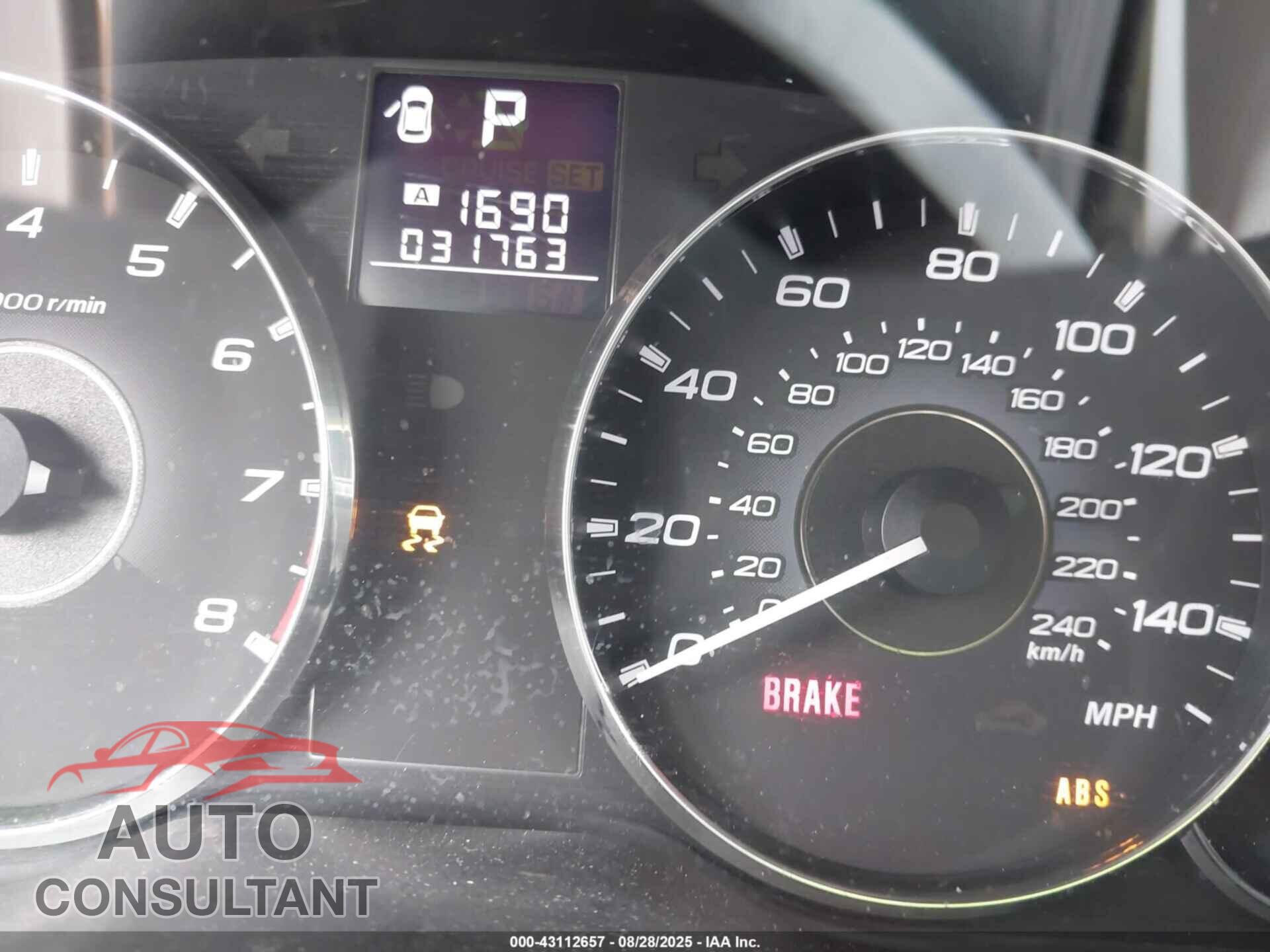 SUBARU OUTBACK 2012 - 4S4BRBCC9C3291161