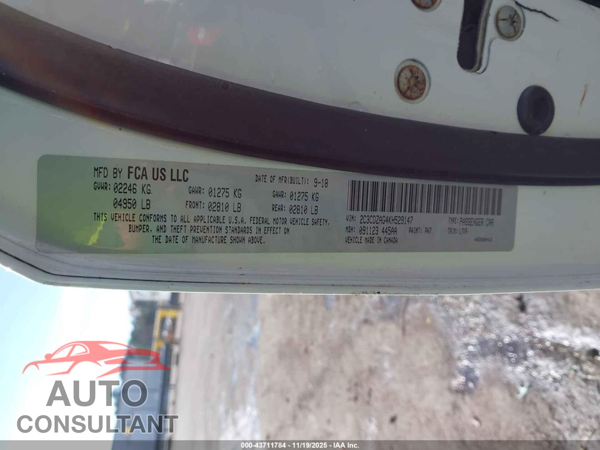 DODGE CHALLENGER 2019 - 2C3CDZAG4KH529147