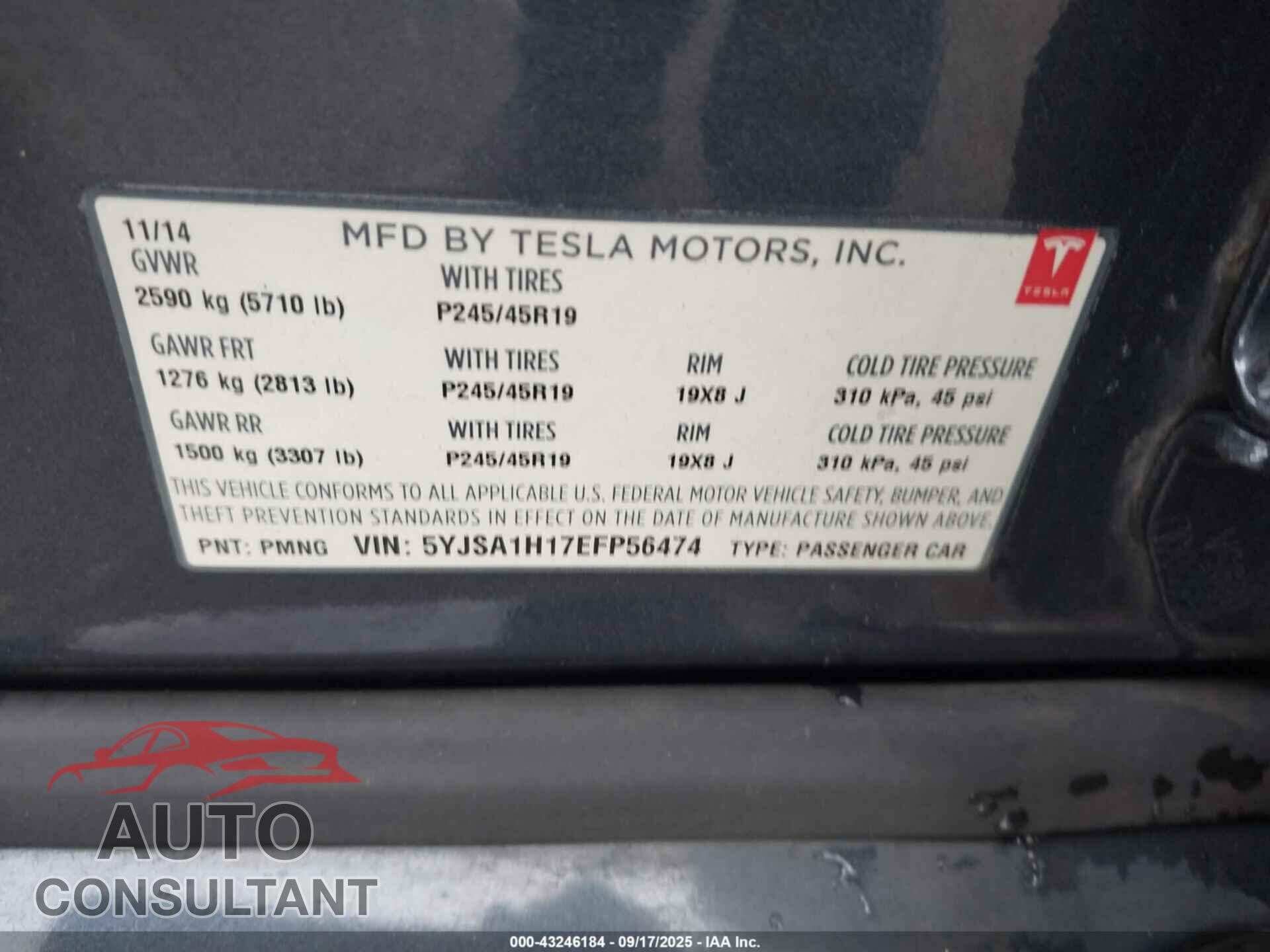 TESLA MODEL S 2014 - 5YJSA1H17EFP56474