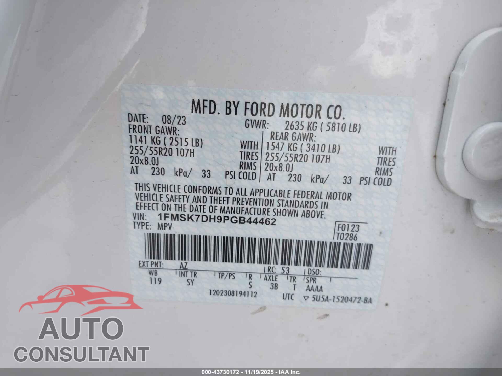 FORD EXPLORER 2023 - 1FMSK7DH9PGB44462