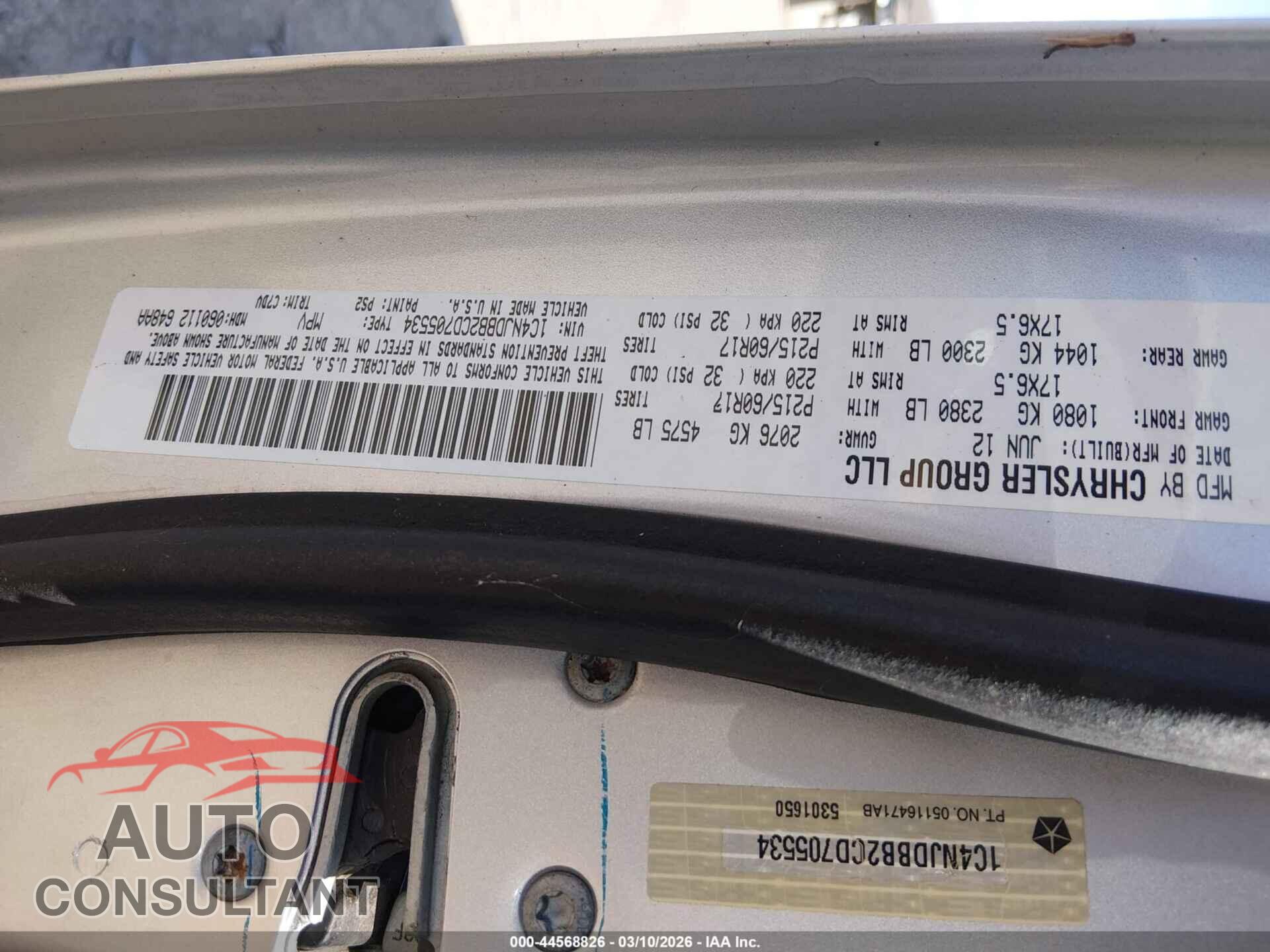 JEEP COMPASS 2012 - 1C4NJDBB2CD705534