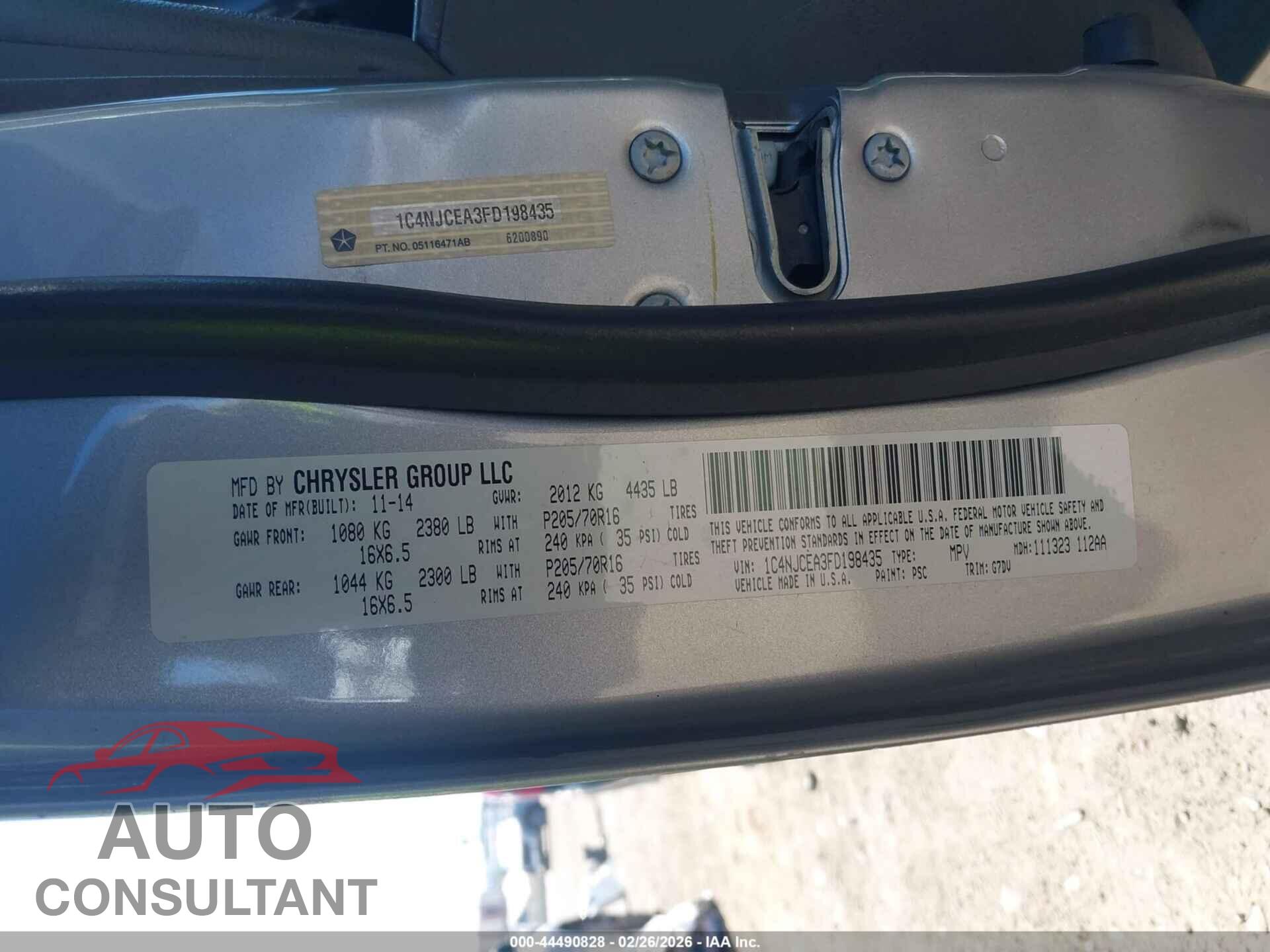 JEEP COMPASS 2015 - 1C4NJCEA3FD198435