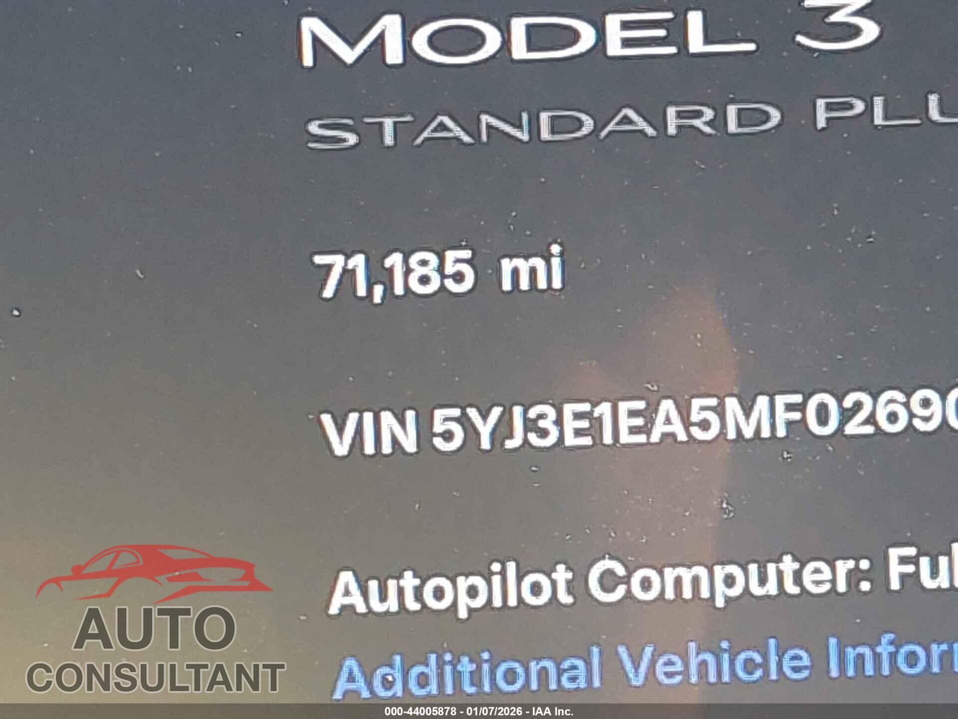 TESLA MODEL 3 2021 - 5YJ3E1EA5MF026901