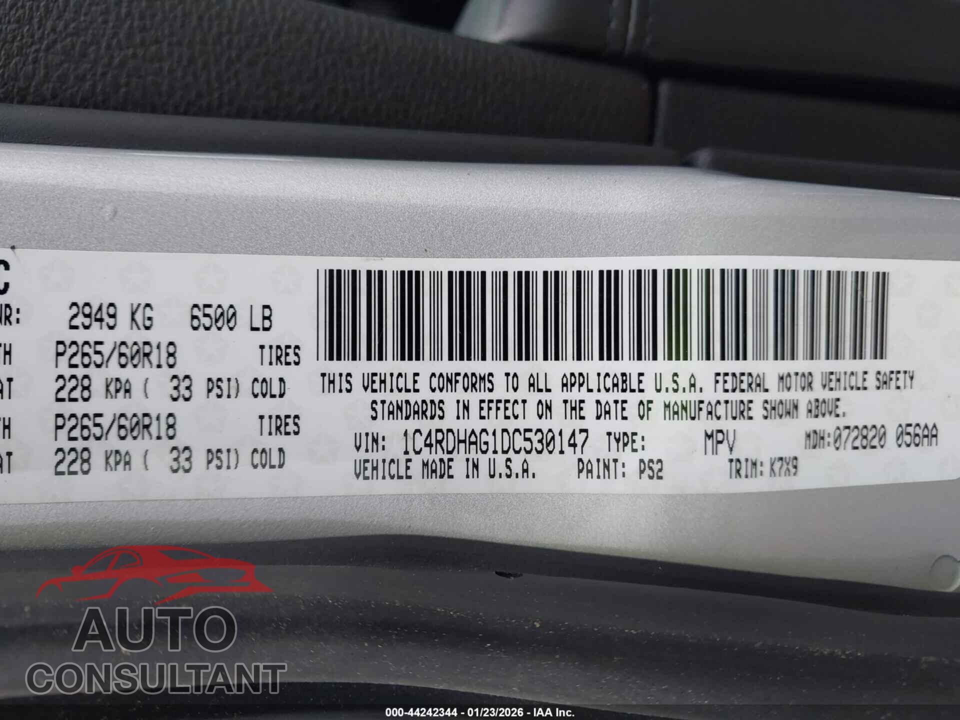 DODGE DURANGO 2013 - 1C4RDHAG1DC530147