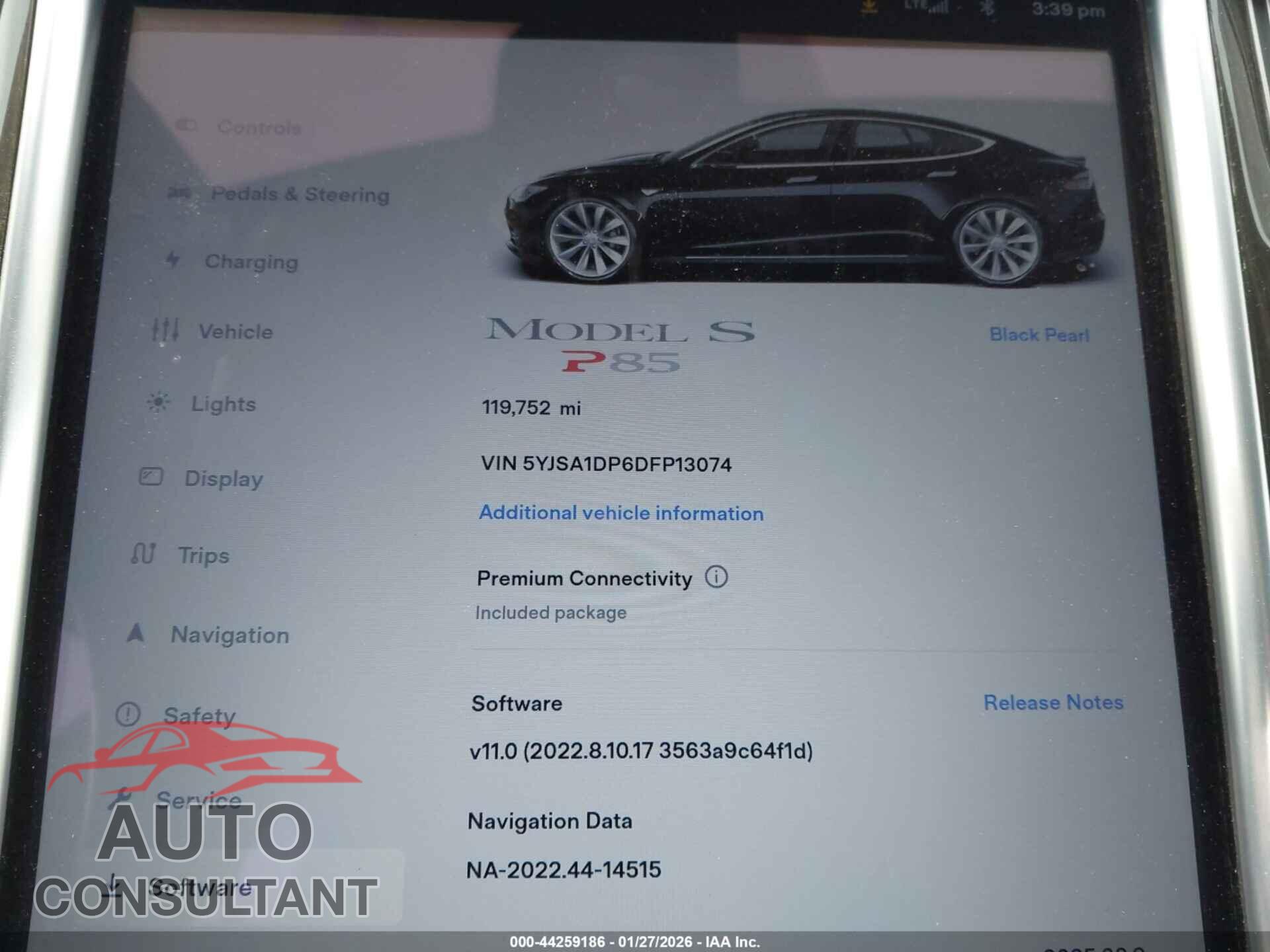 TESLA MODEL S 2013 - 5YJSA1DP6DFP13074