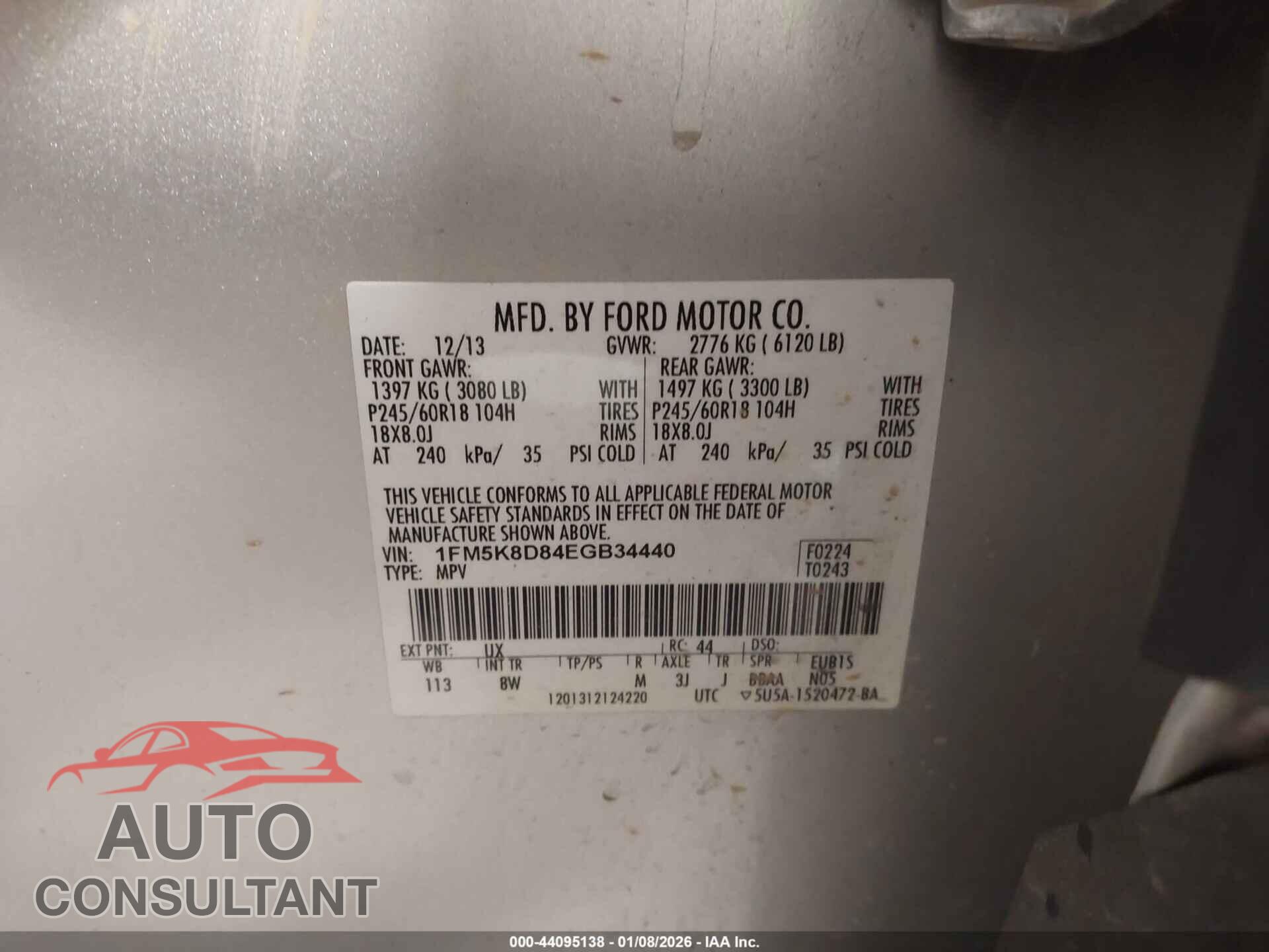 FORD EXPLORER 2014 - 1FM5K8D84EGB34440