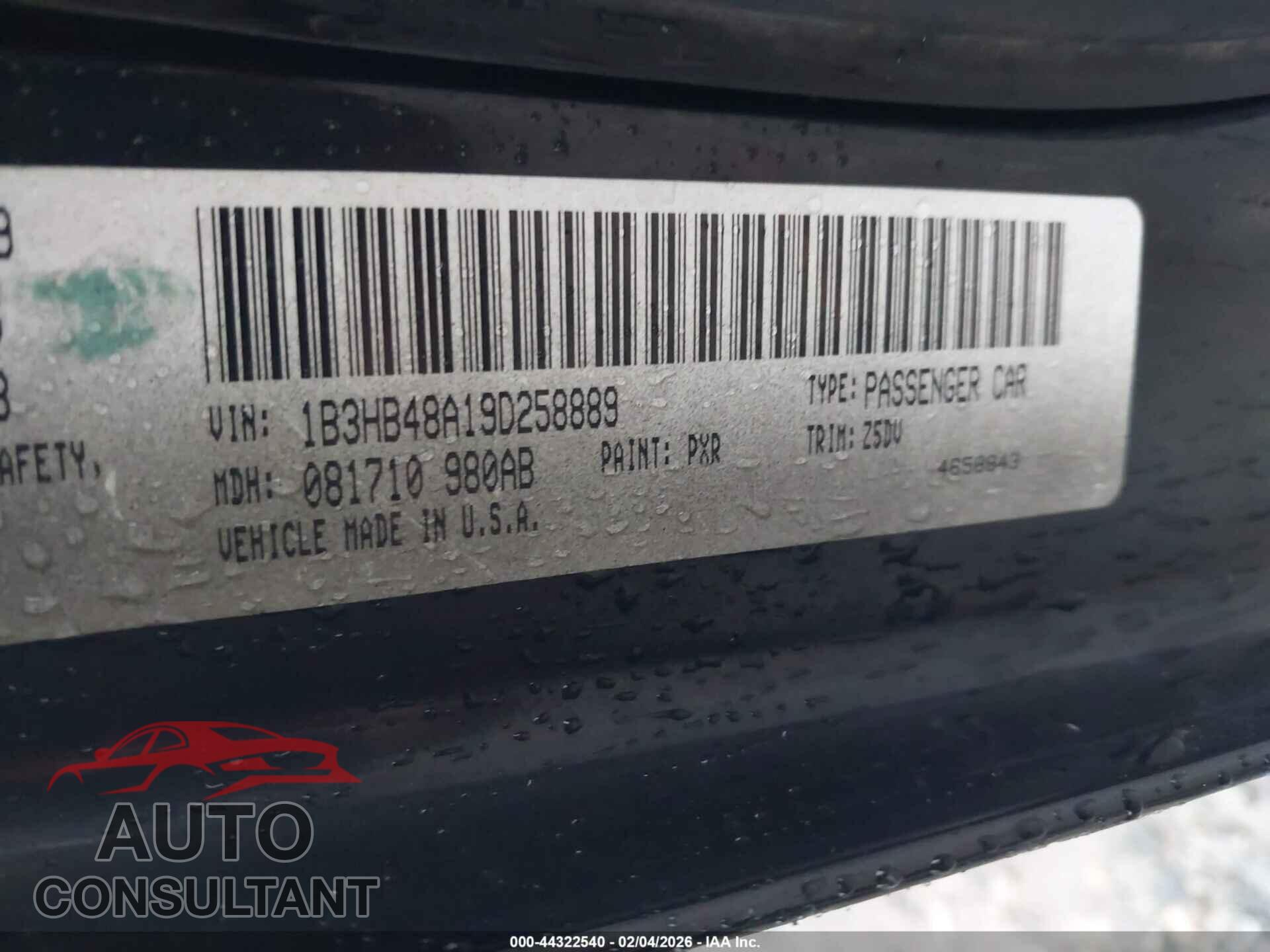 DODGE CALIBER 2009 - 1B3HB48A19D258889