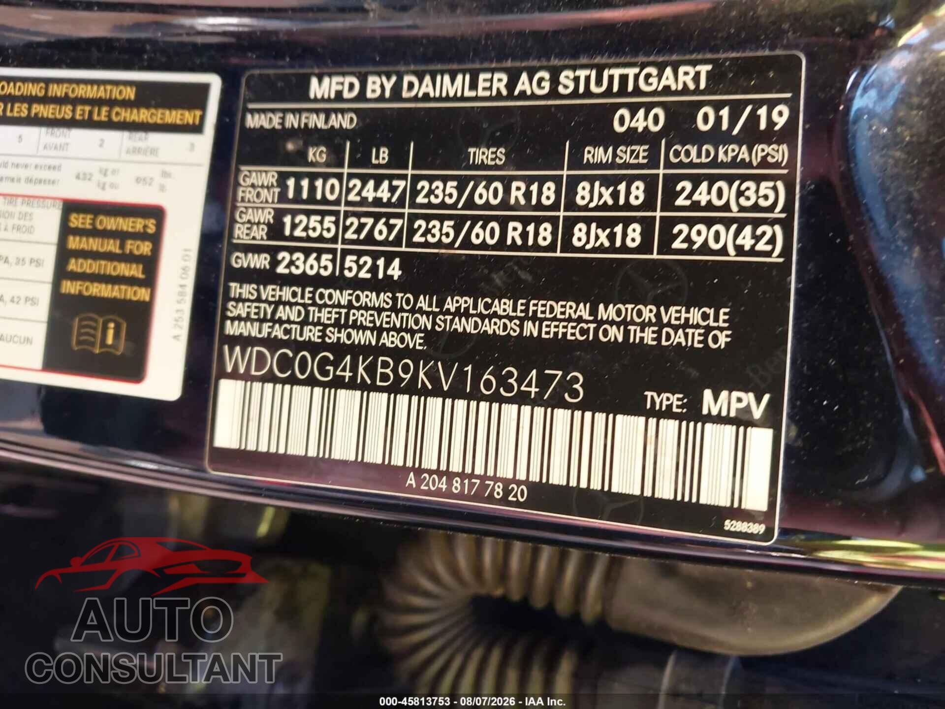 MERCEDES-BENZ GLC 300 2019 - WDC0G4KB9KV163473
