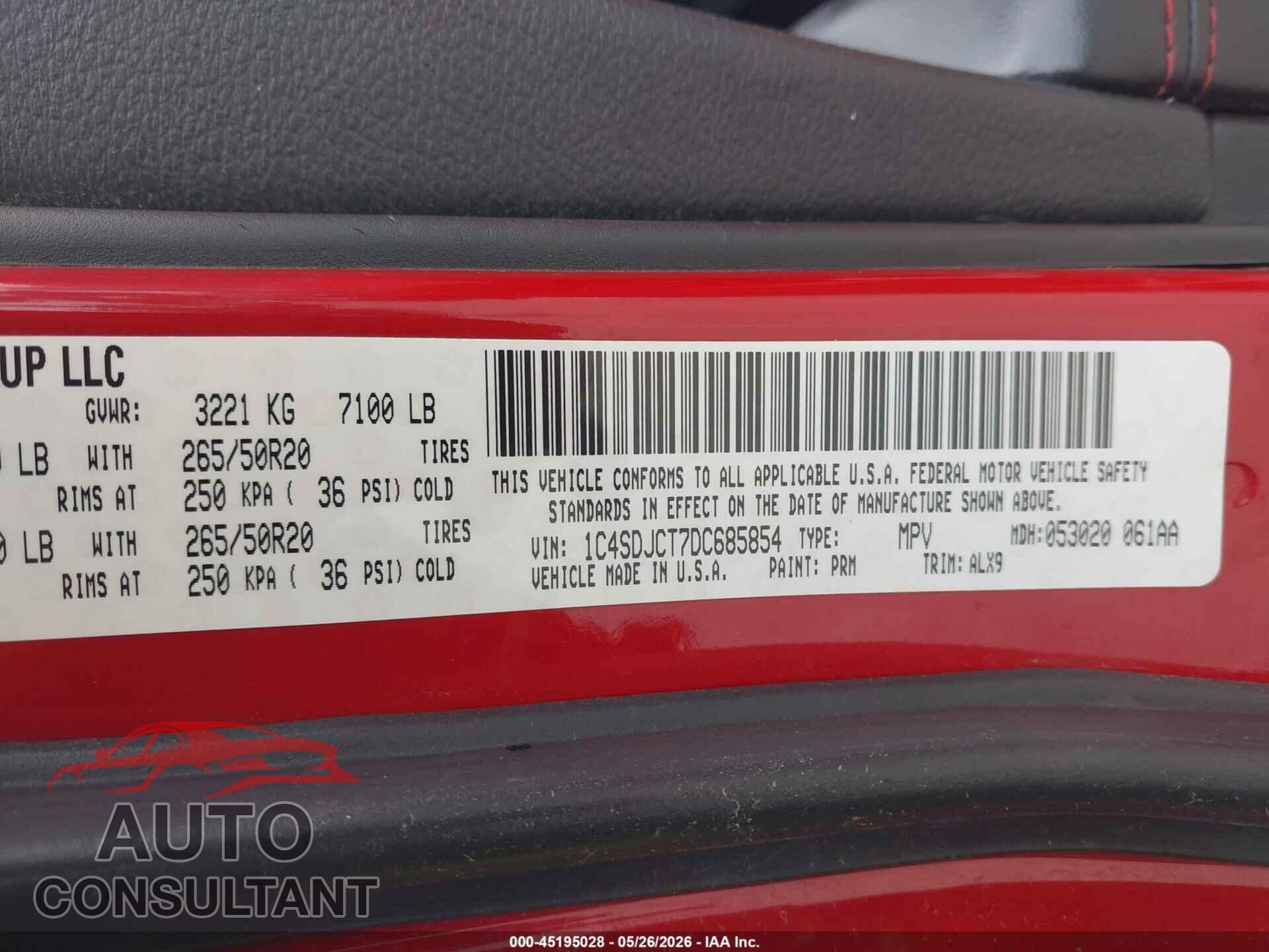 DODGE DURANGO 2013 - 1C4SDJCT7DC685854