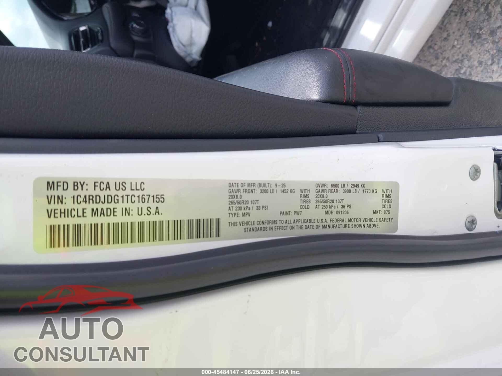 DODGE DURANGO 2026 - 1C4RDJDG1TC167155