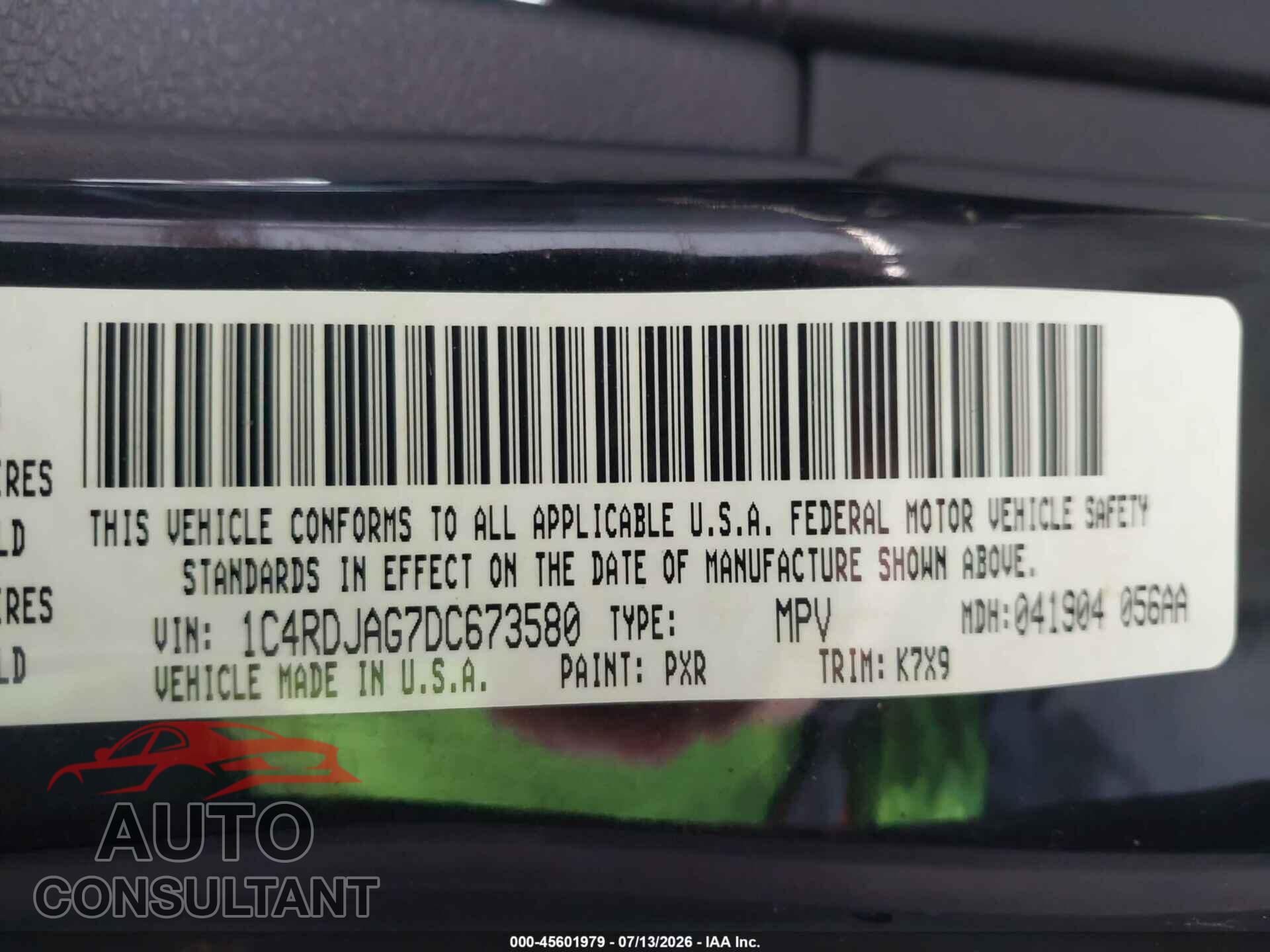 DODGE DURANGO 2013 - 1C4RDJAG7DC673580
