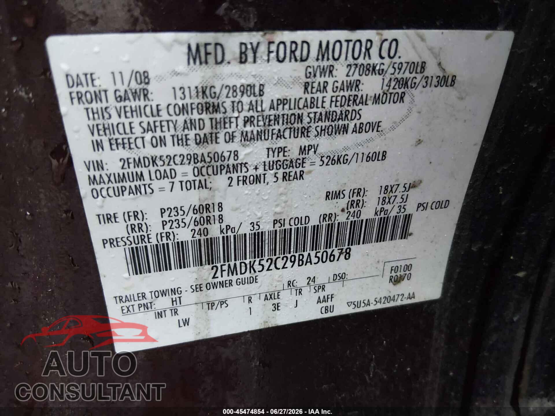 FORD FLEX 2009 - 2FMDK52C29BA50678