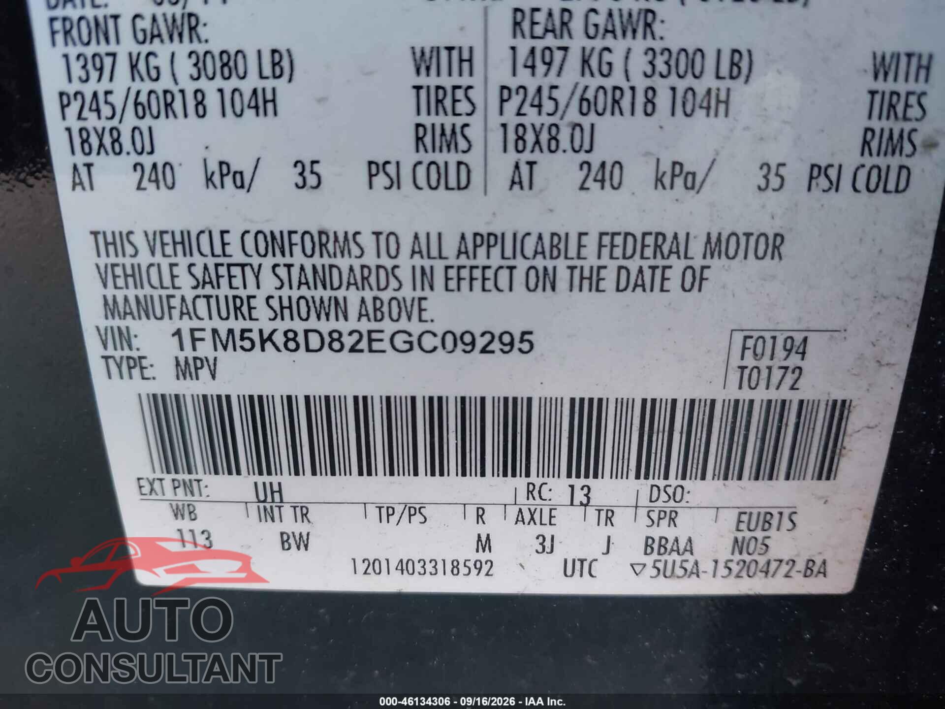 FORD EXPLORER 2014 - 1FM5K8D82EGC09295