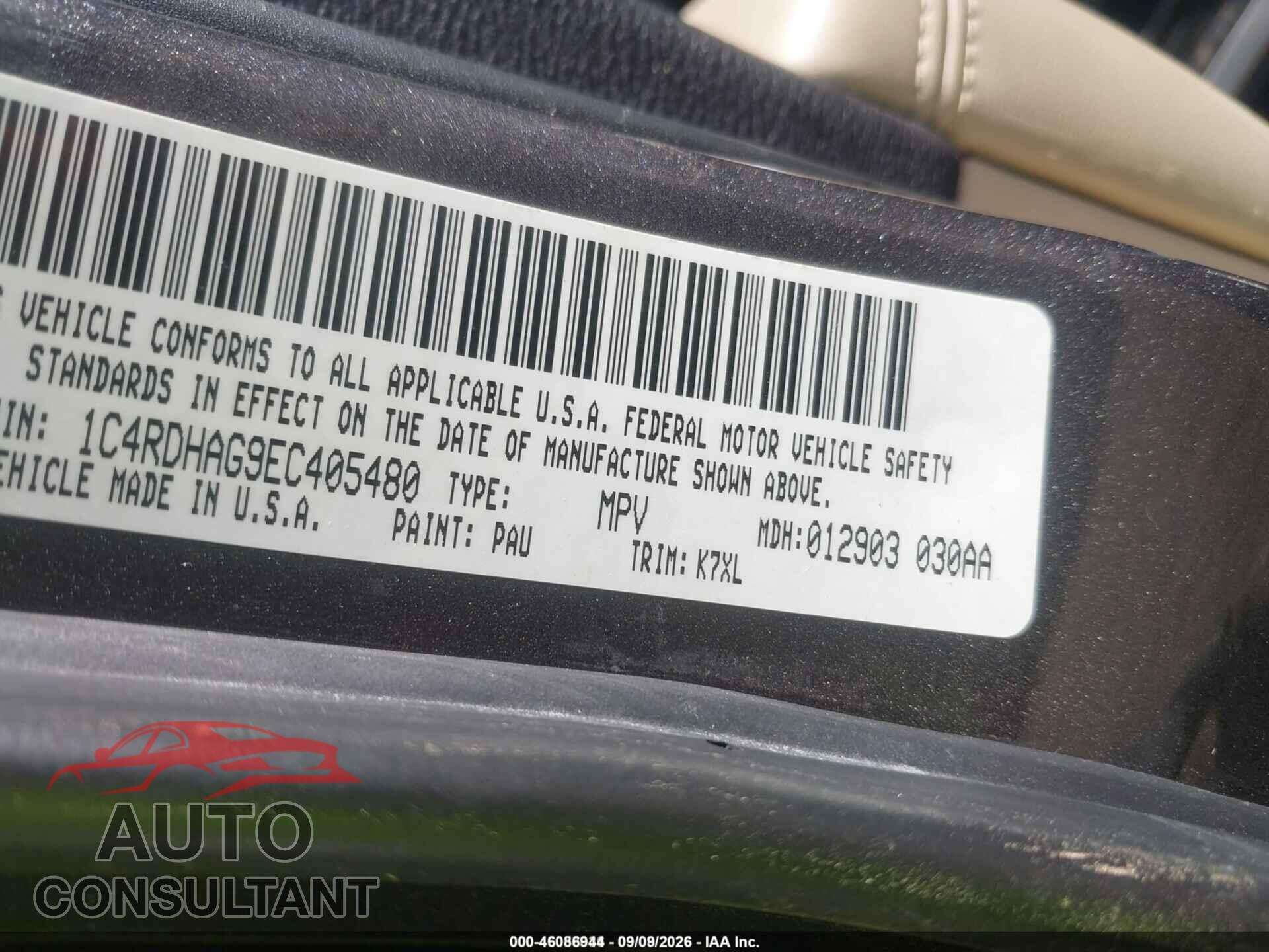 DODGE DURANGO 2014 - 1C4RDHAG9EC405480