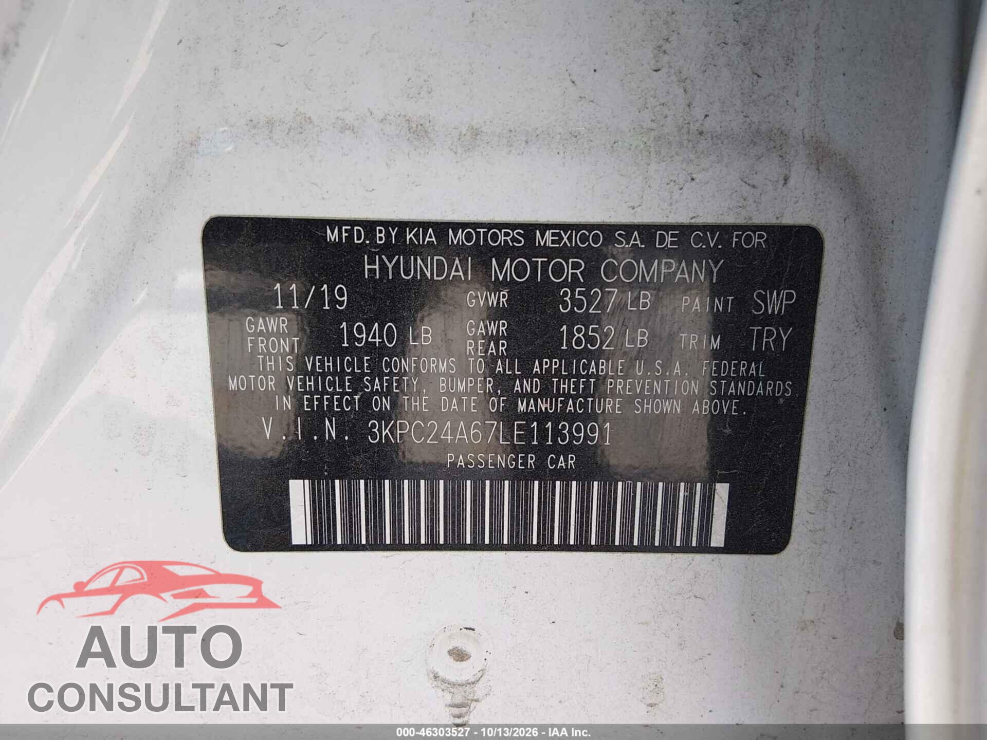 HYUNDAI ACCENT 2020 - 3KPC24A67LE113991