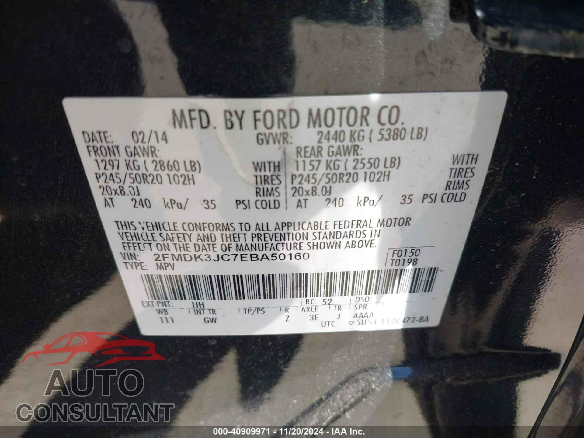 FORD EDGE 2014 - 2FMDK3JC7EBA50160