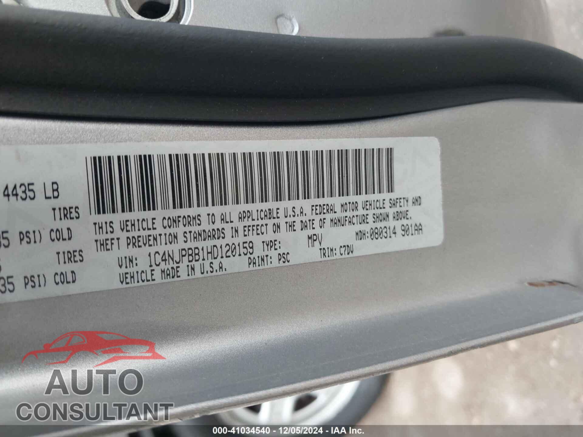 JEEP PATRIOT 2017 - 1C4NJPBB1HD120159