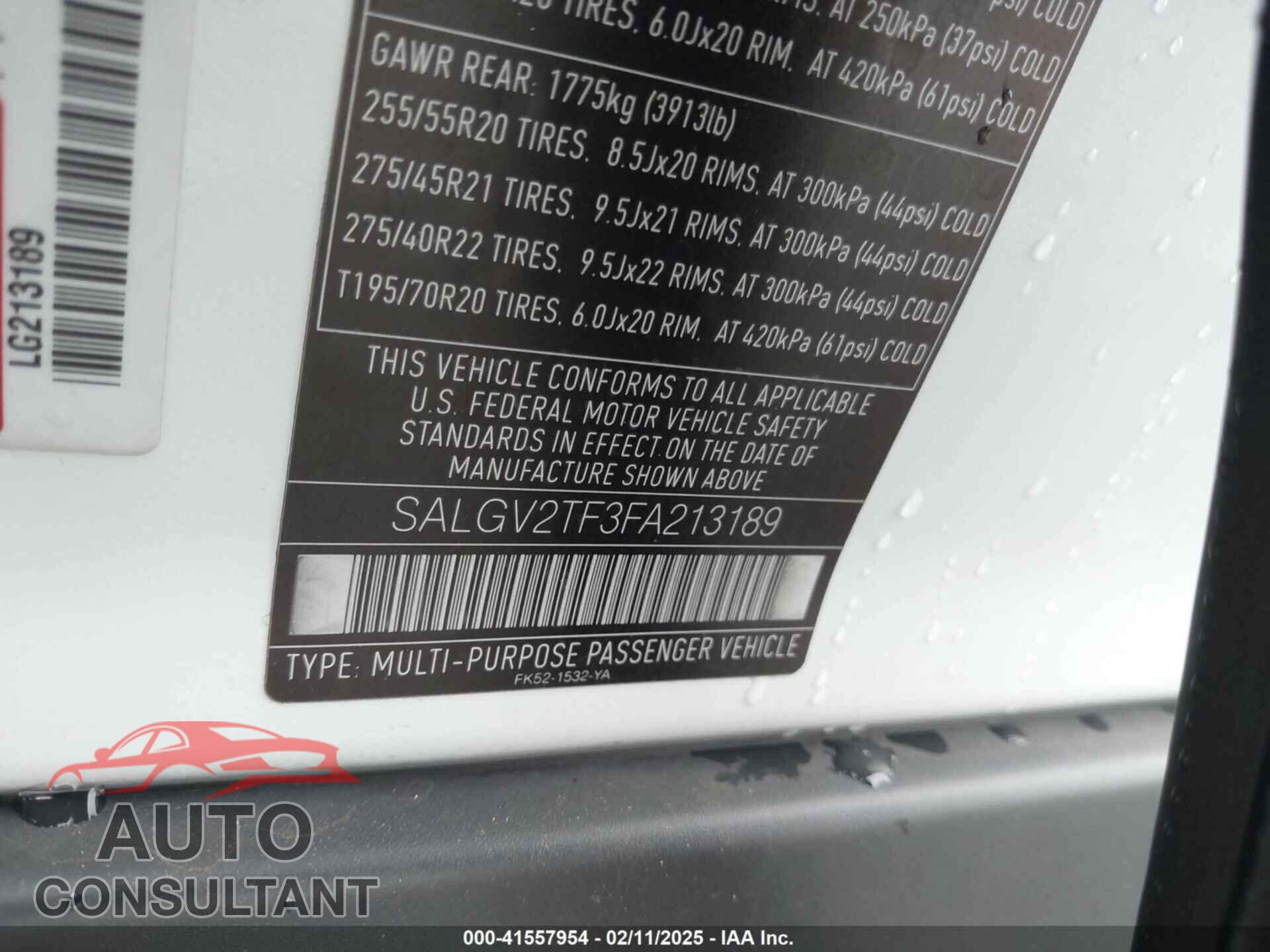 LAND ROVER RANGE ROVER 2015 - SALGV2TF3FA213189