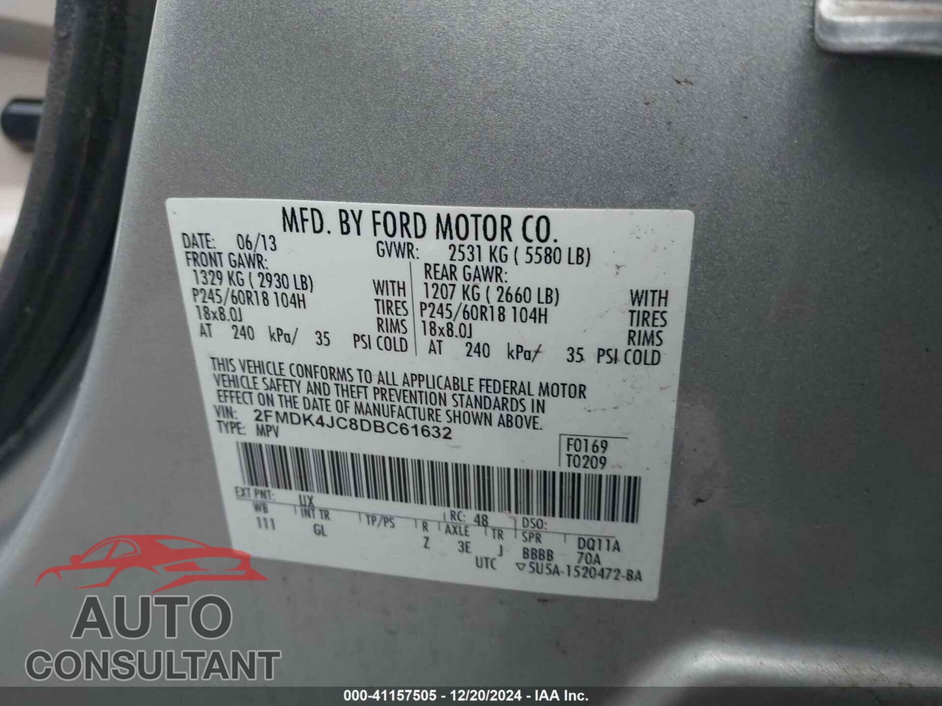 FORD EDGE 2013 - 2FMDK4JC8DBC61632