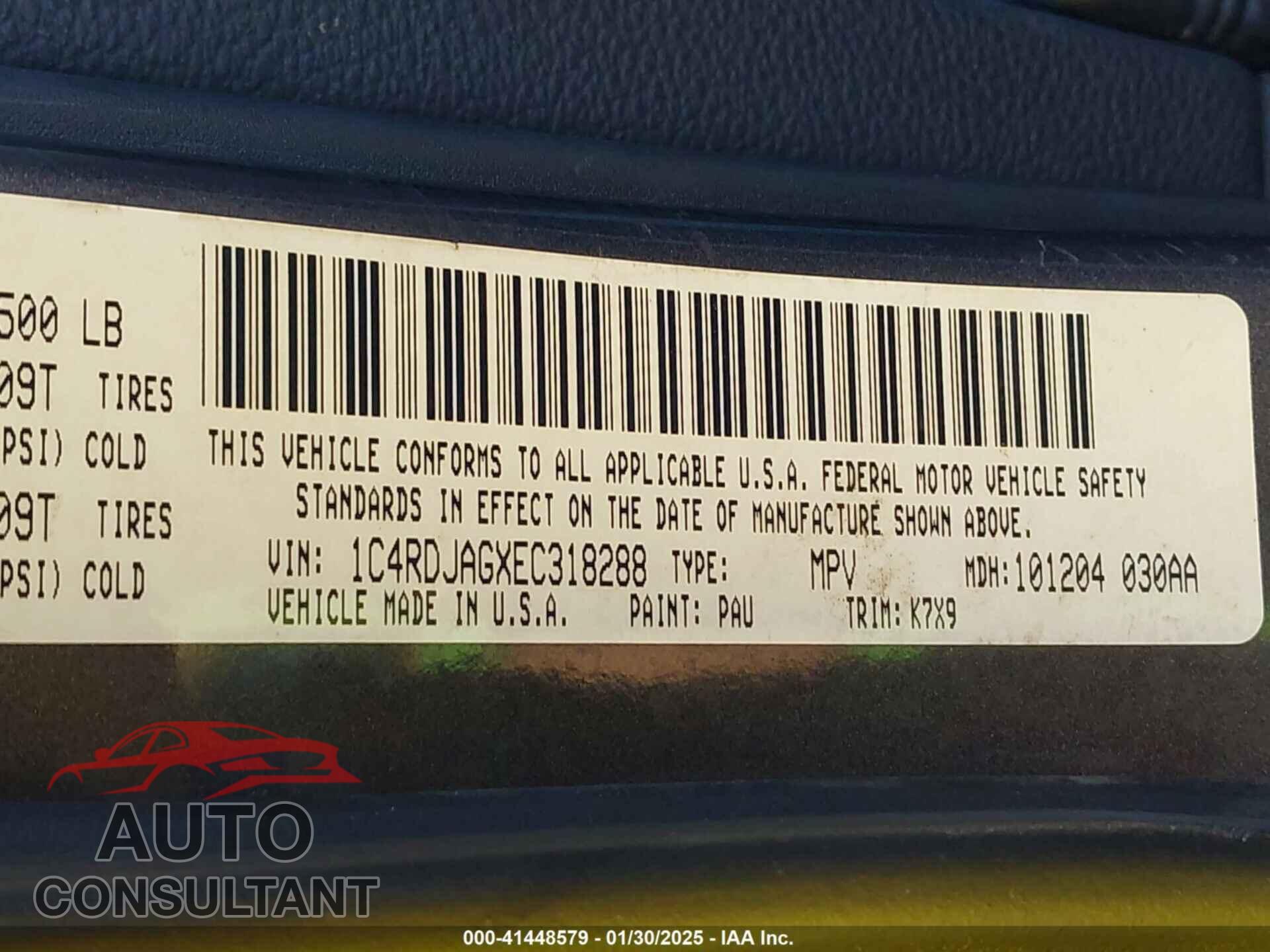 DODGE DURANGO 2014 - 1C4RDJAGXEC318288