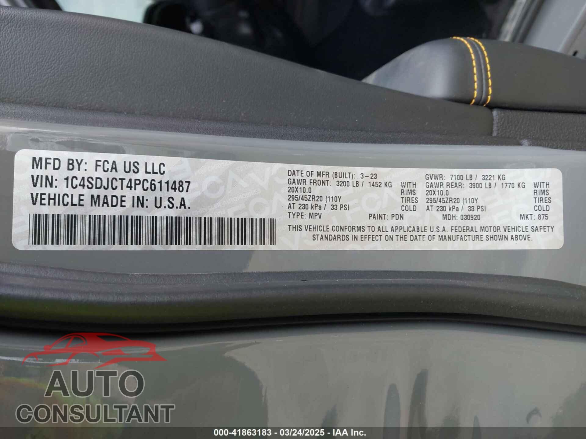 DODGE DURANGO 2023 - 1C4SDJCT4PC611487