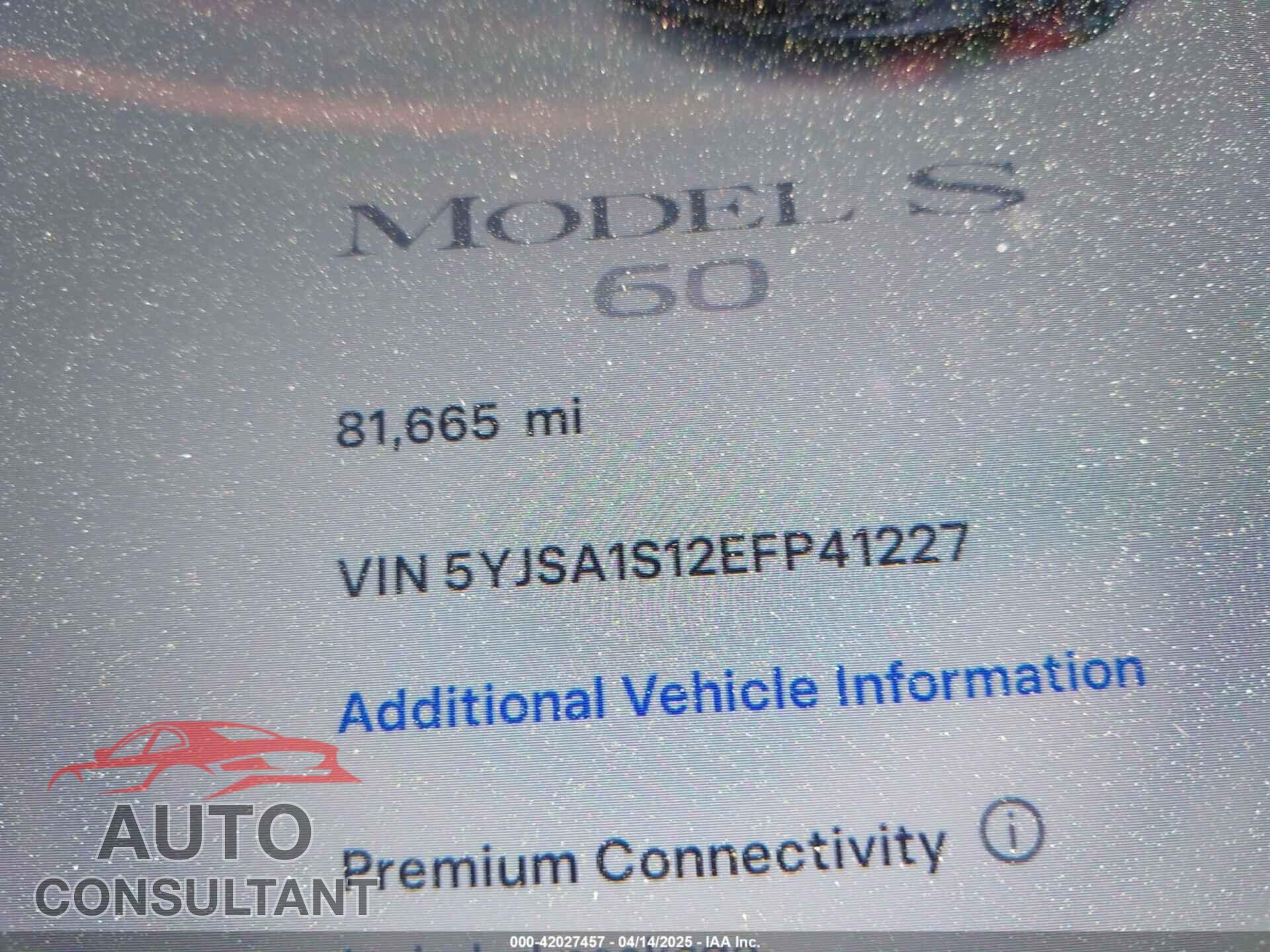 TESLA MODEL S 2014 - 5YJSA1S12EFP41227