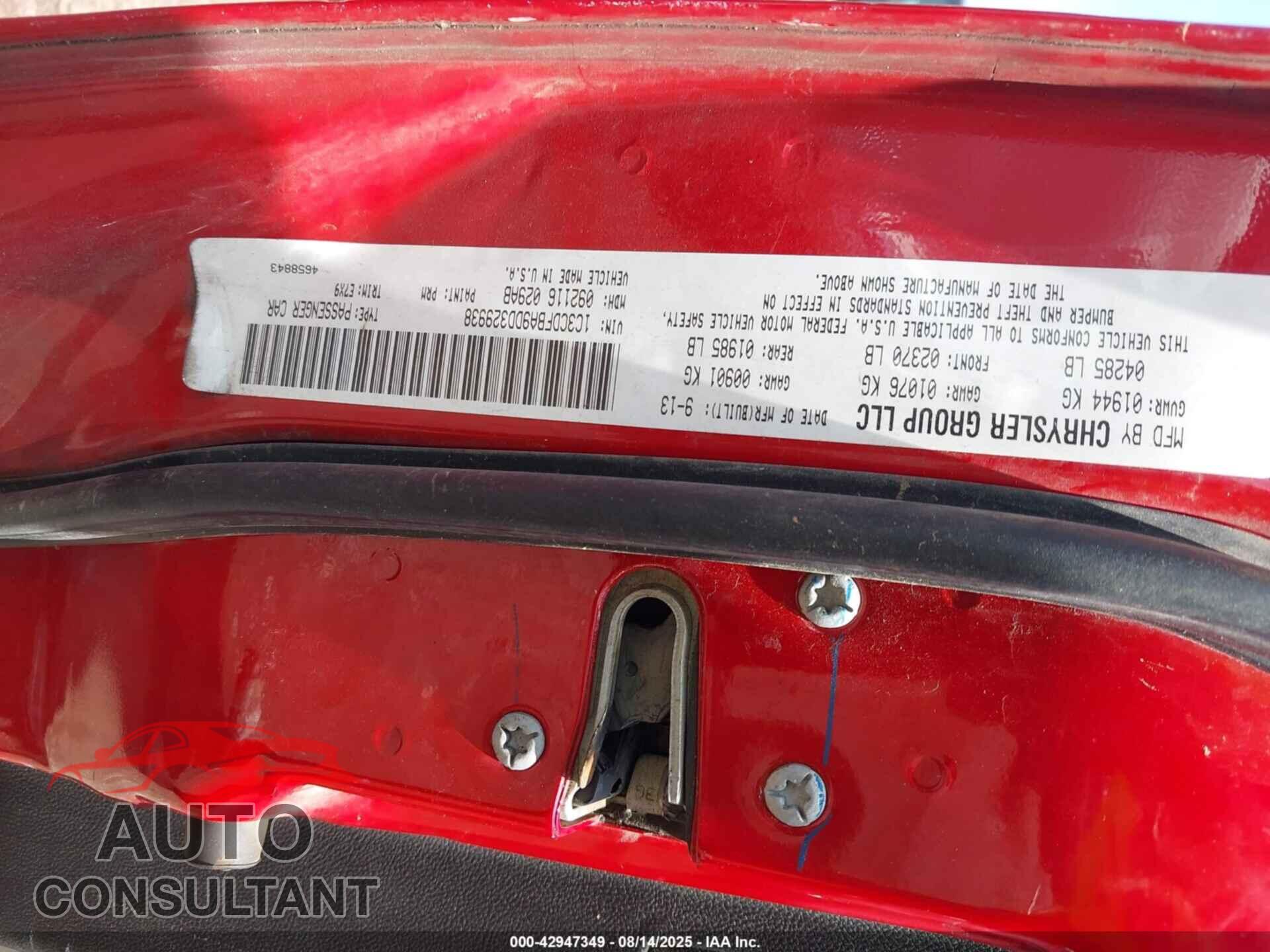 DODGE DART 2013 - 1C3CDFBA9DD329938