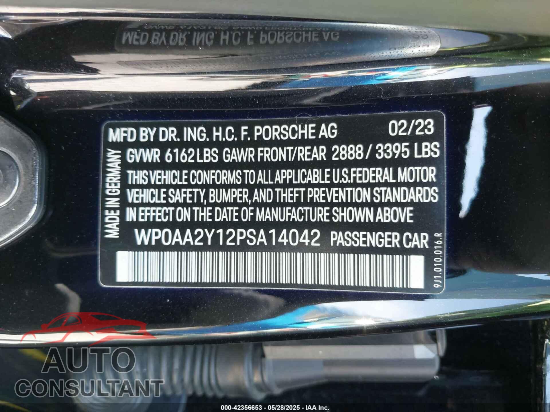 PORSCHE TAYCAN 2023 - WP0AA2Y12PSA14042