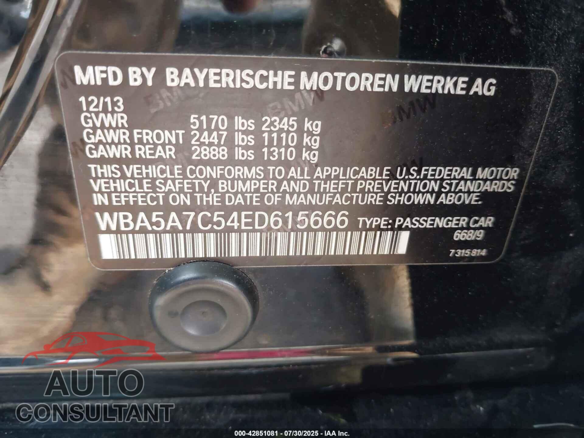 BMW 528I 2014 - WBA5A7C54ED615666