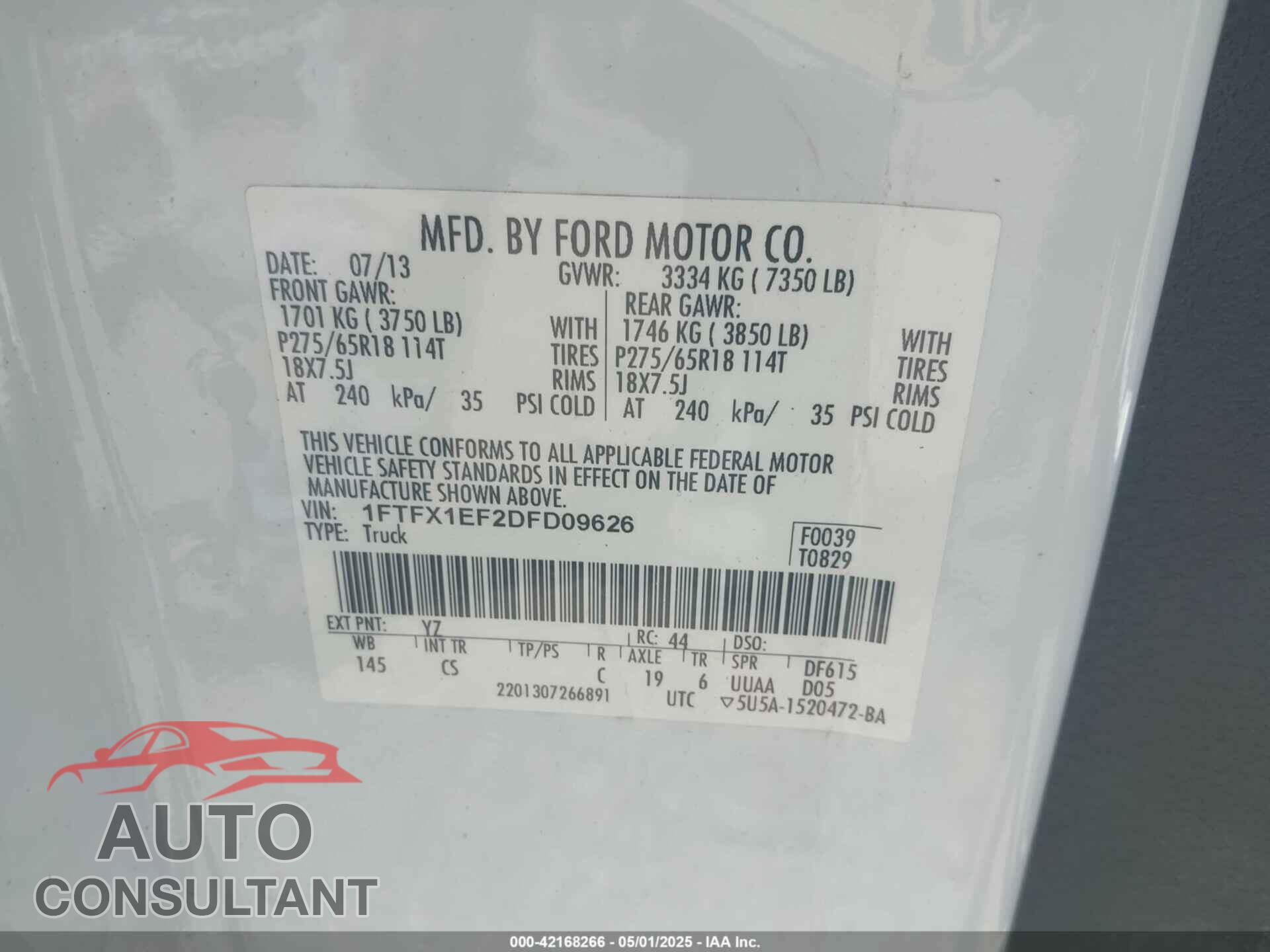 FORD F-150 2013 - 1FTFX1EF2DFD09626