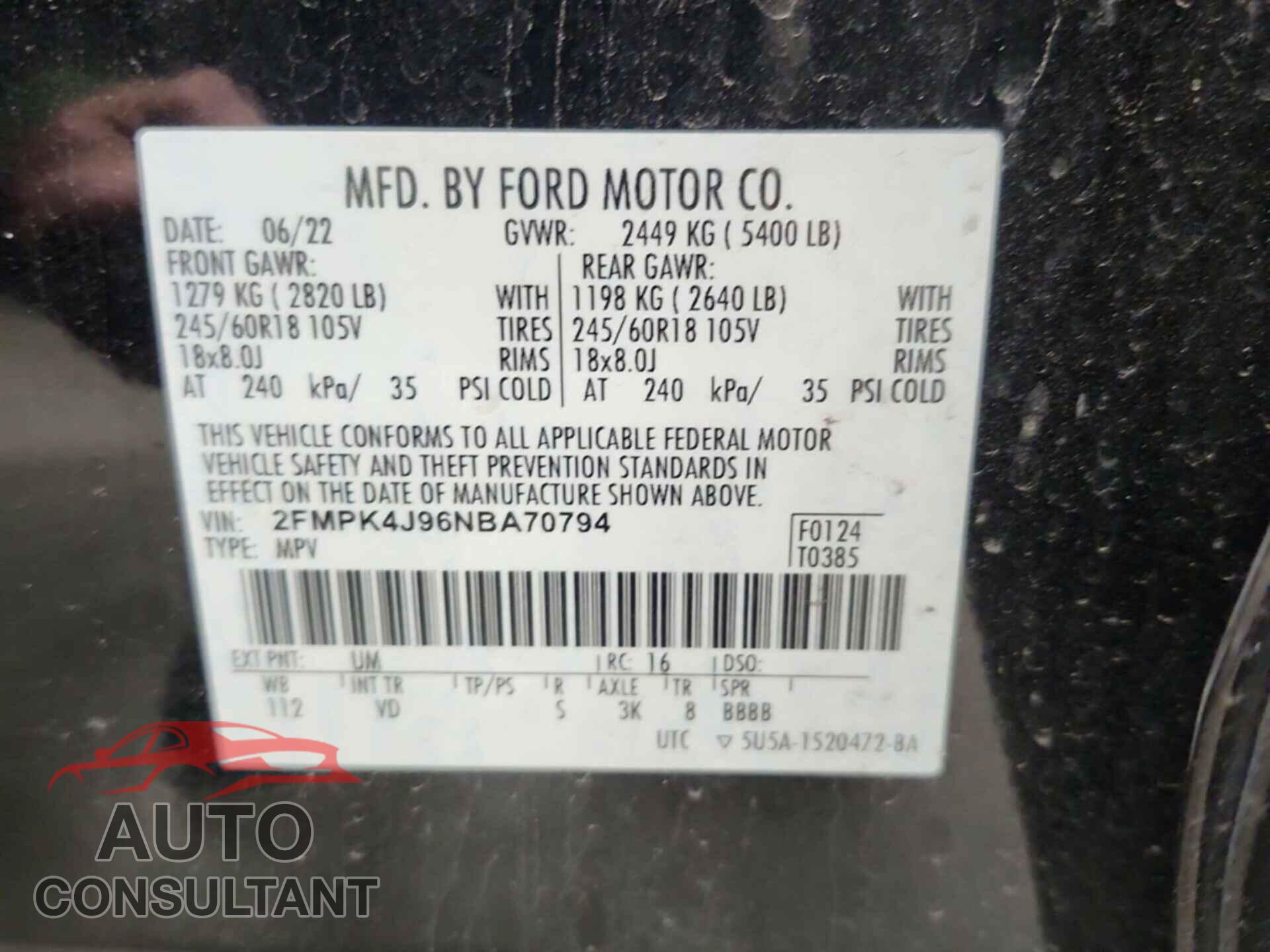 FORD EDGE 2022 - 2FMPK4J96NBA70794