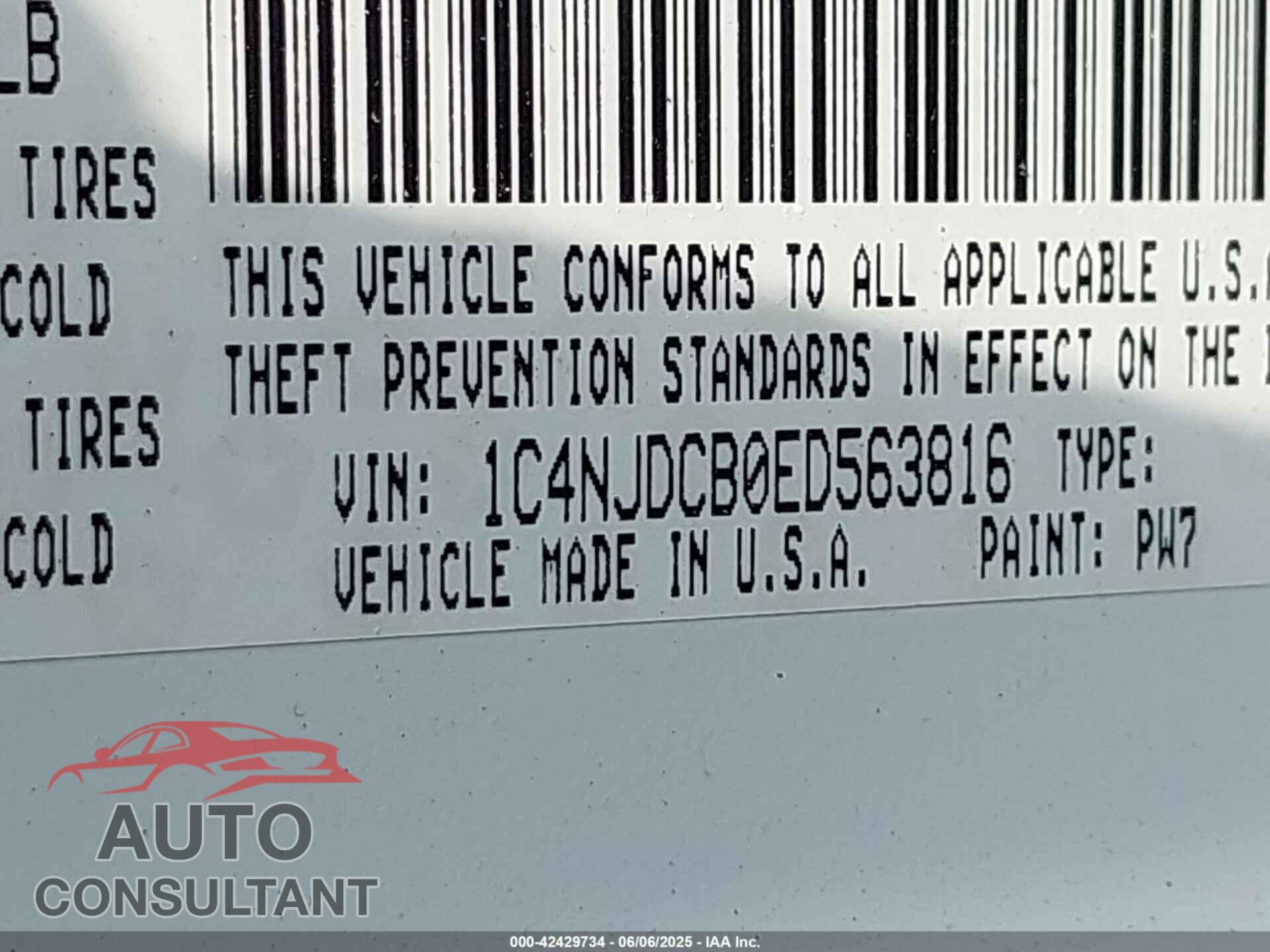 JEEP COMPASS 2014 - 1C4NJDCB0ED563816