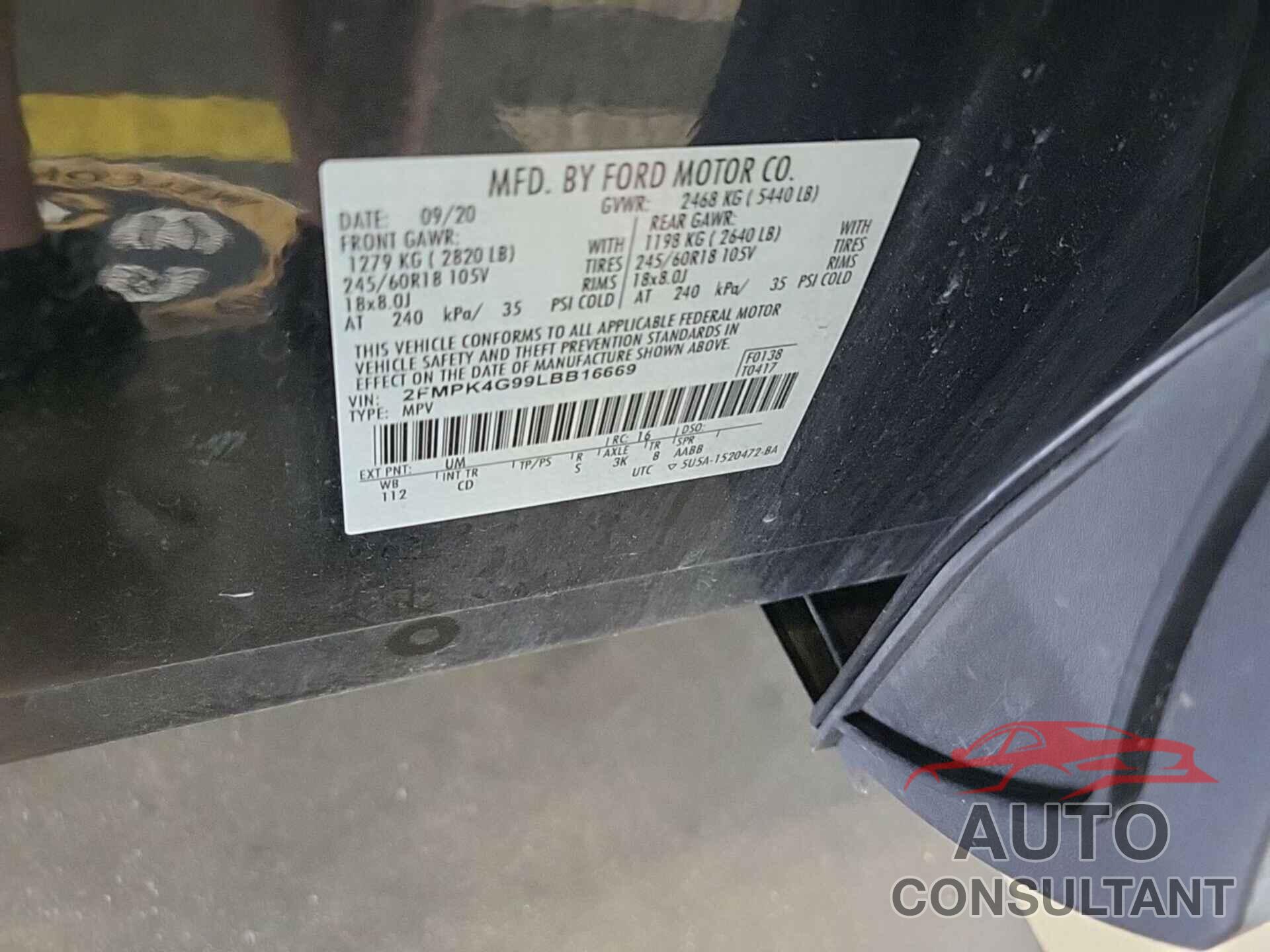 FORD EDGE 2020 - 2FMPK4G99LBB16669
