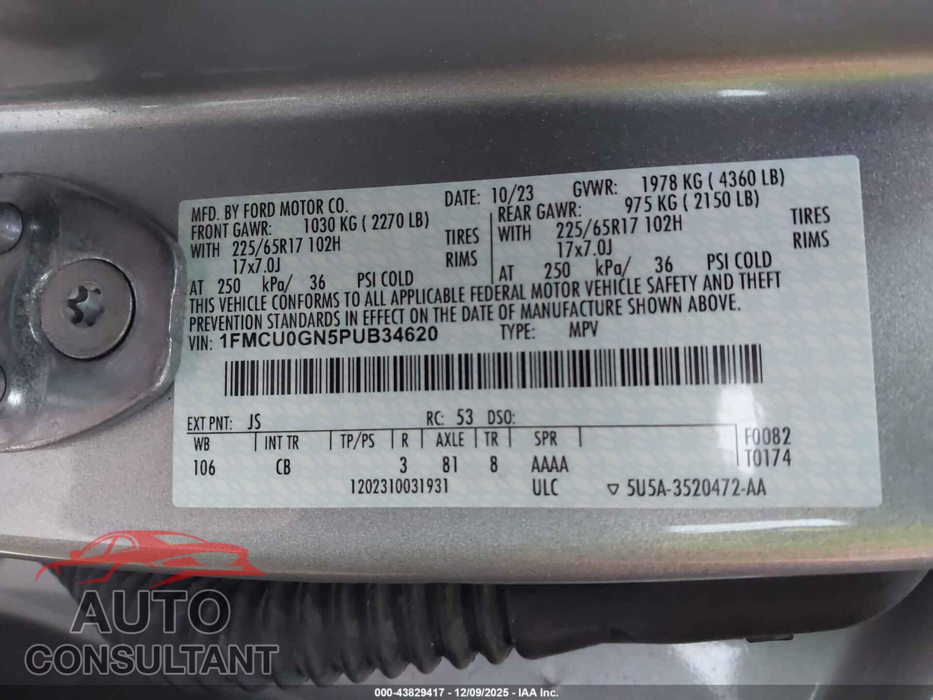 FORD ESCAPE 2023 - 1FMCU0GN5PUB34620