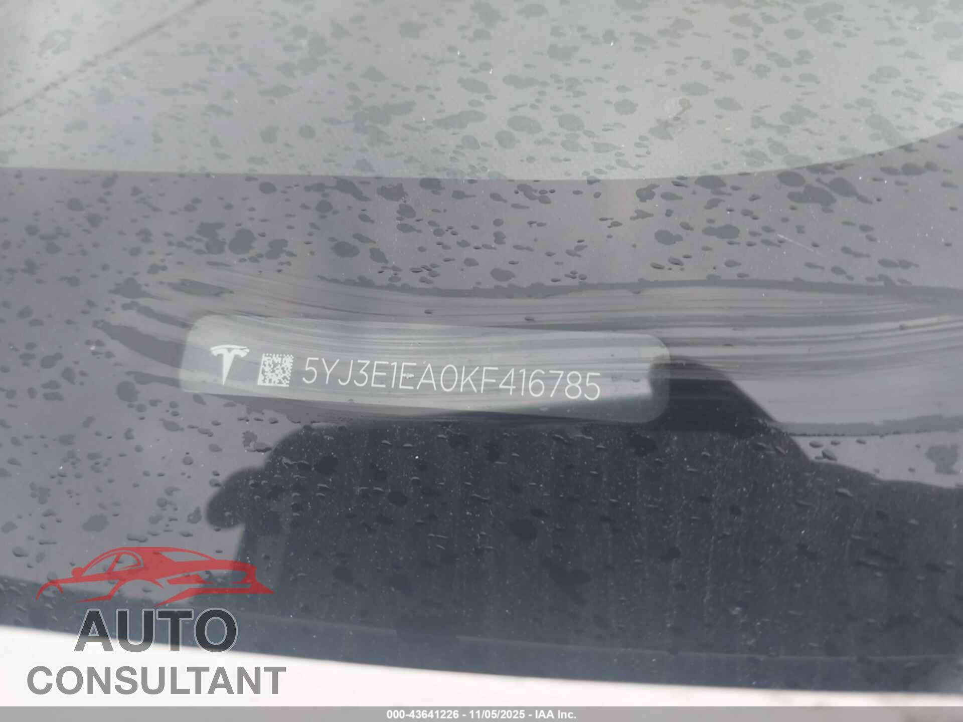 TESLA MODEL 3 2019 - 5YJ3E1EA0KF416785