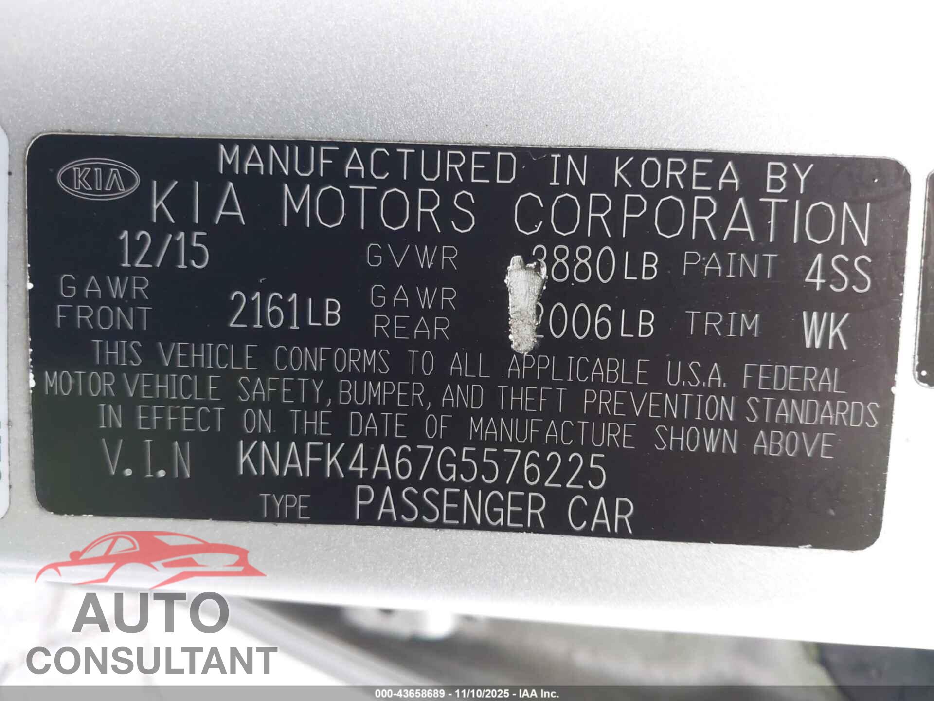 KIA FORTE 2016 - KNAFK4A67G5576225