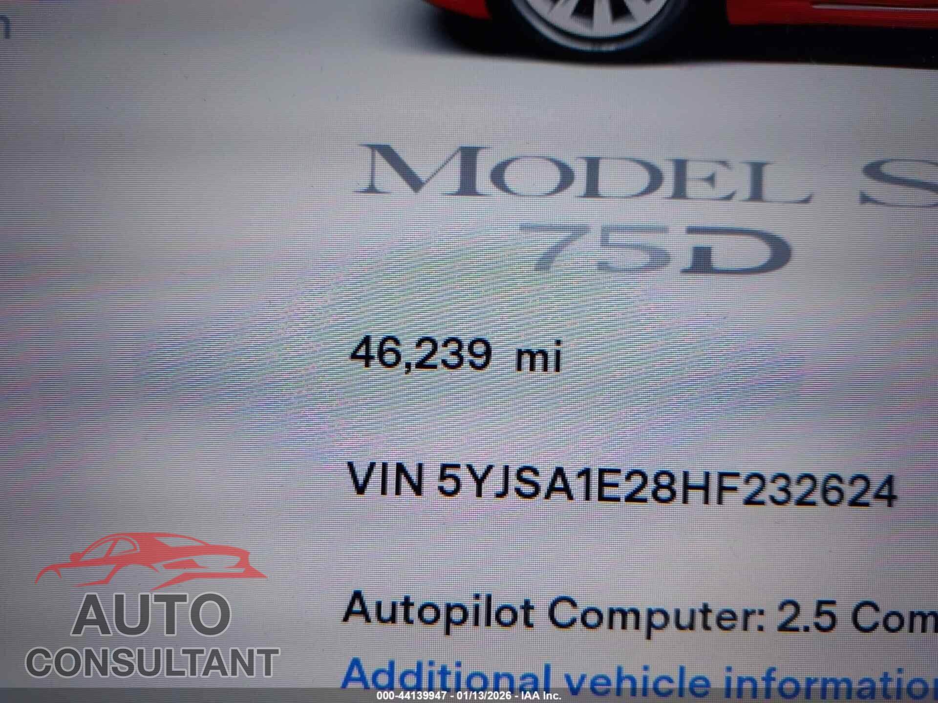TESLA MODEL S 2017 - 5YJSA1E28HF232624