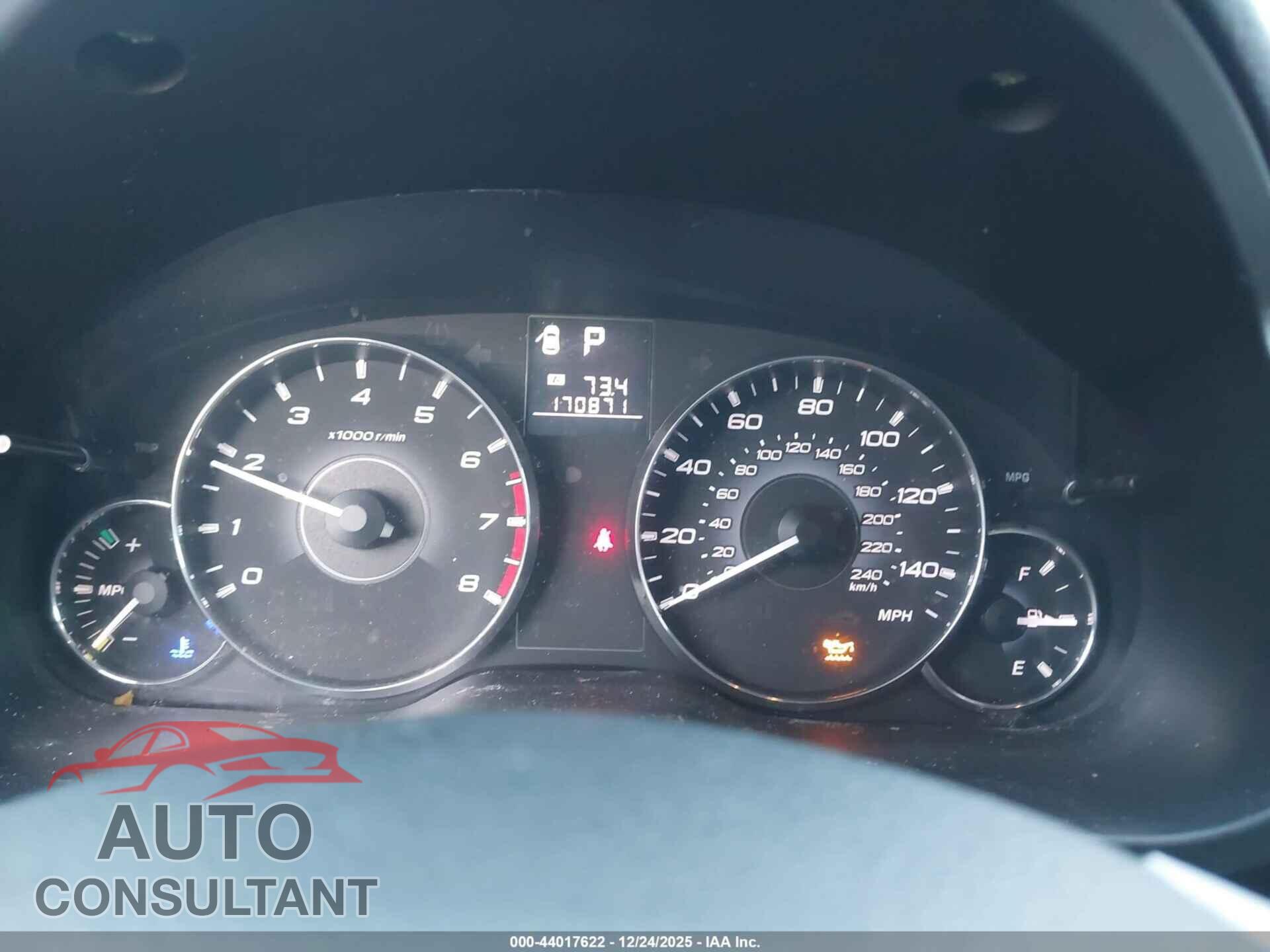 SUBARU OUTBACK 2012 - 4S4BRBCC1C3234579