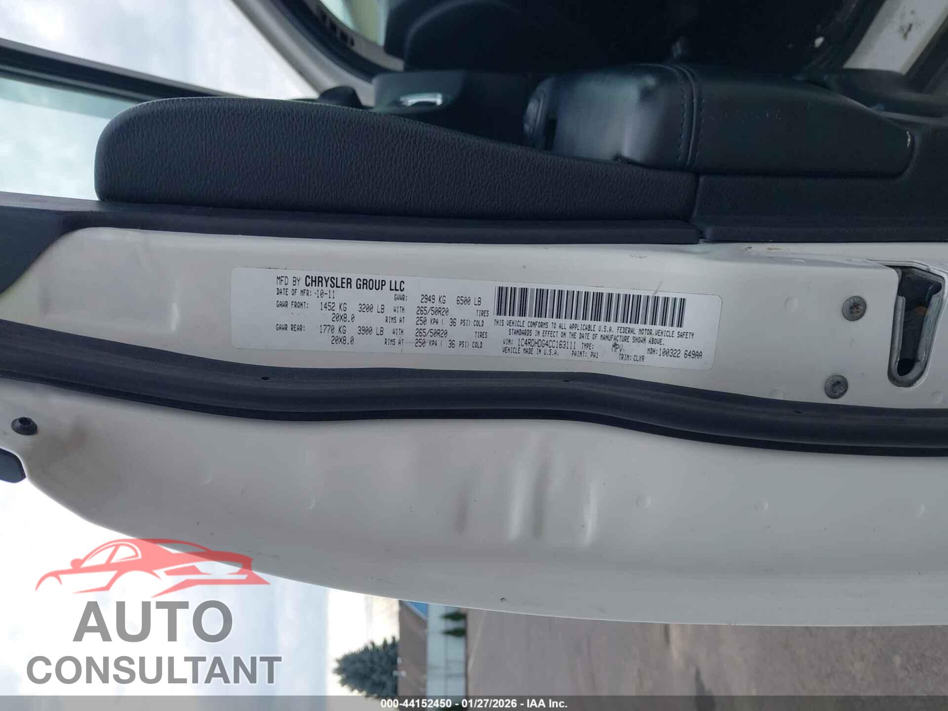 DODGE DURANGO 2012 - 1C4RDHDG4CC163111