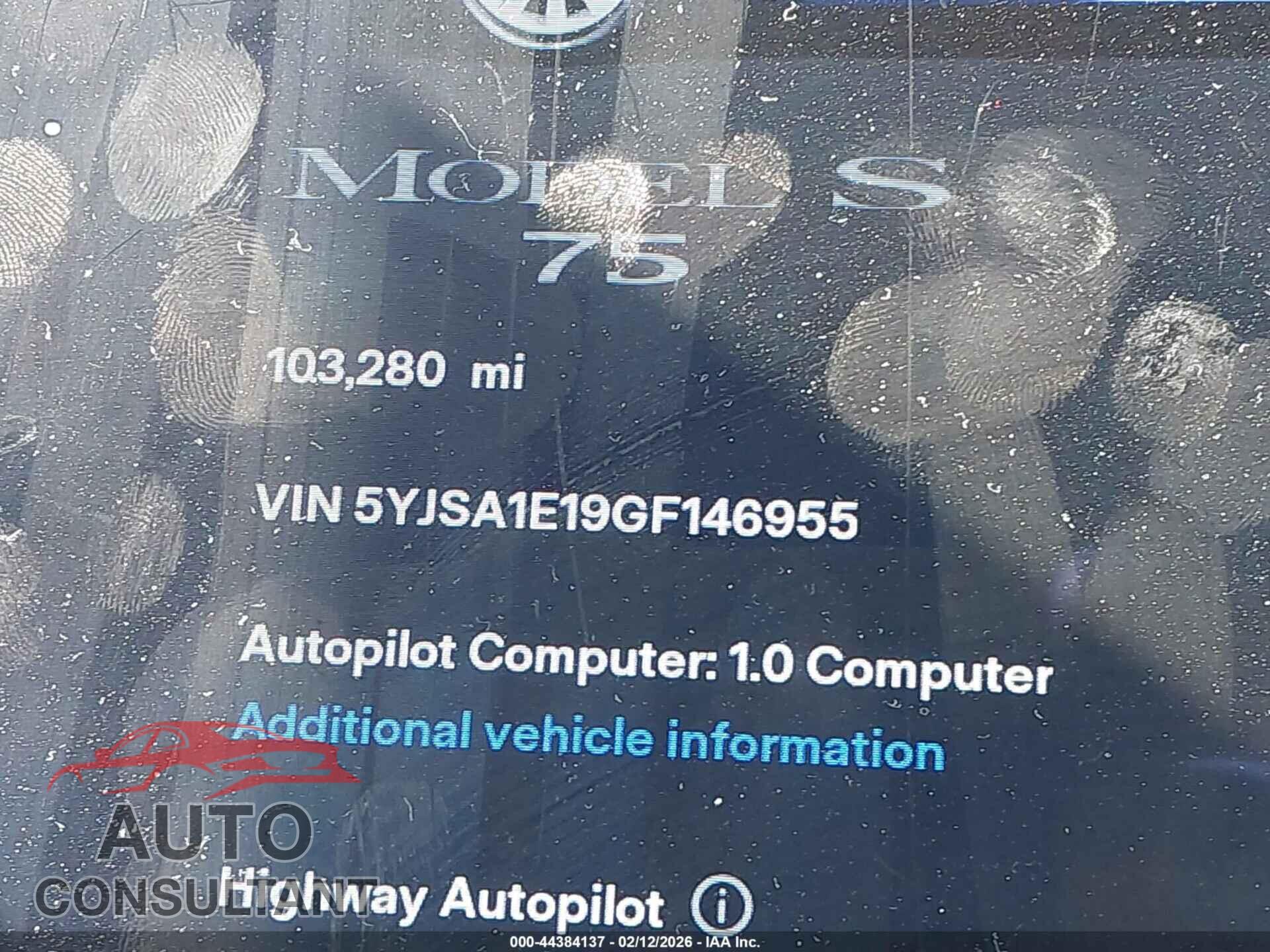 TESLA MODEL S 2016 - 5YJSA1E19GF146955
