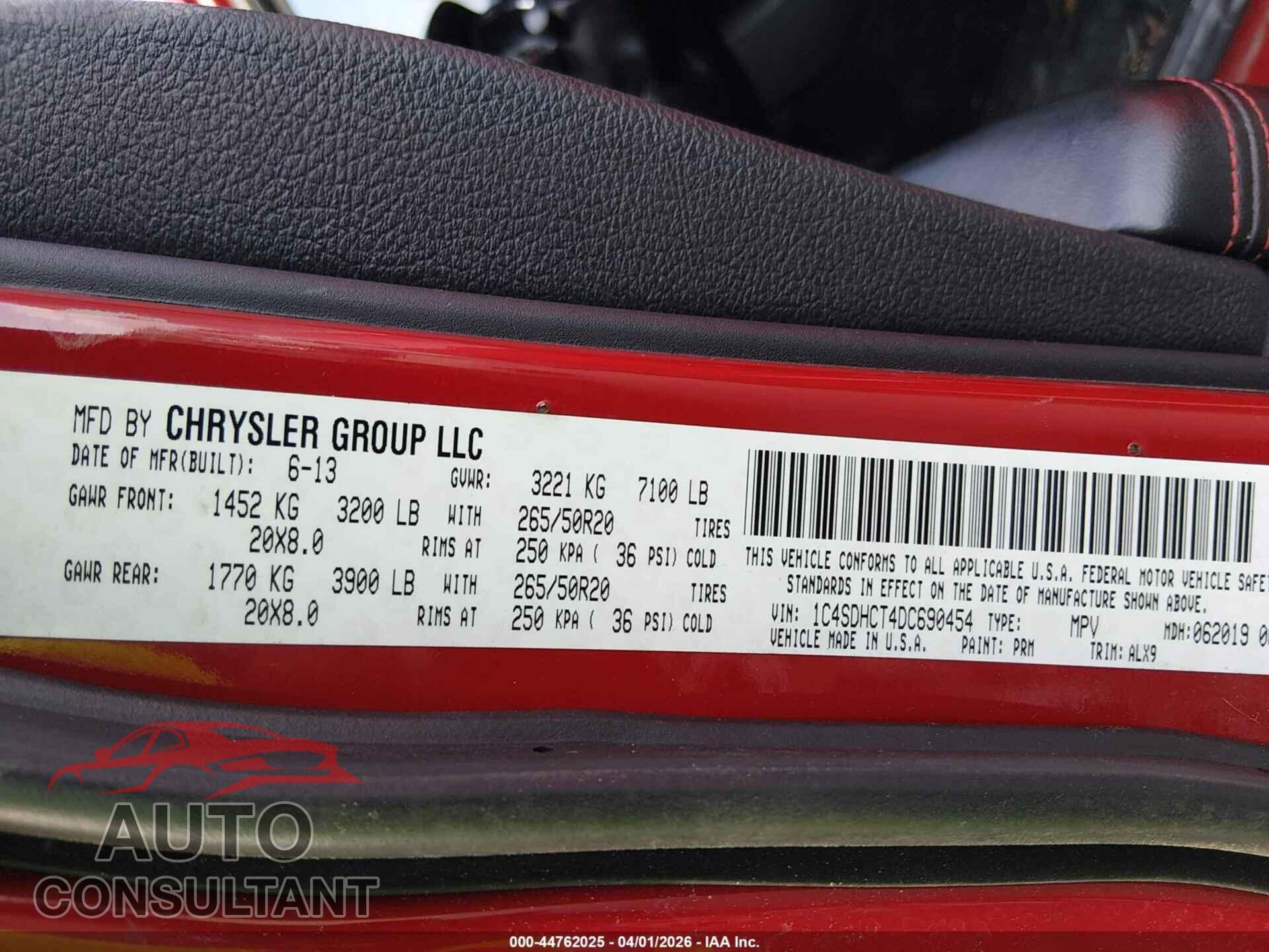DODGE DURANGO 2013 - 1C4SDHCT4DC690454