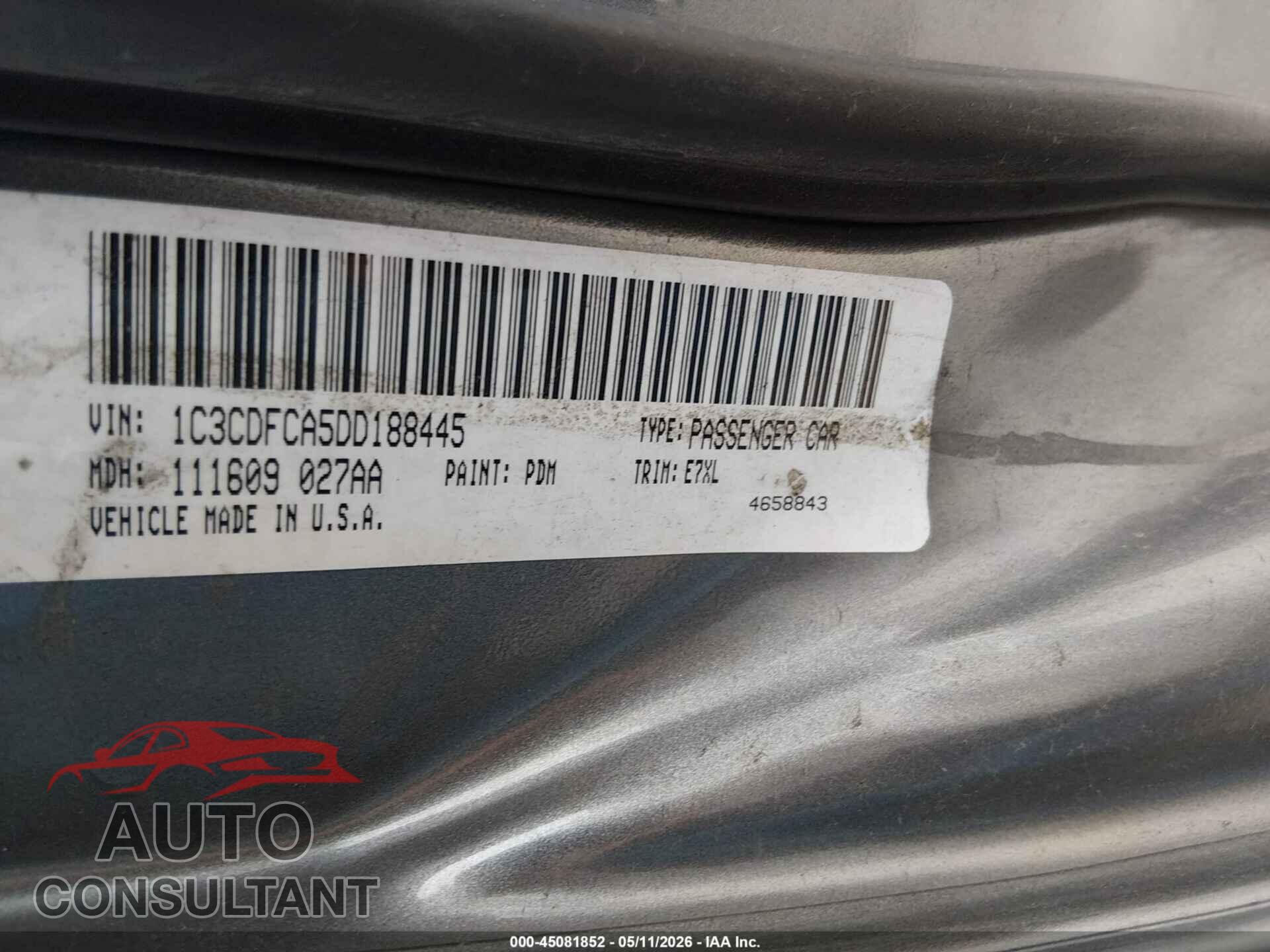 DODGE DART 2013 - 1C3CDFCA5DD188445