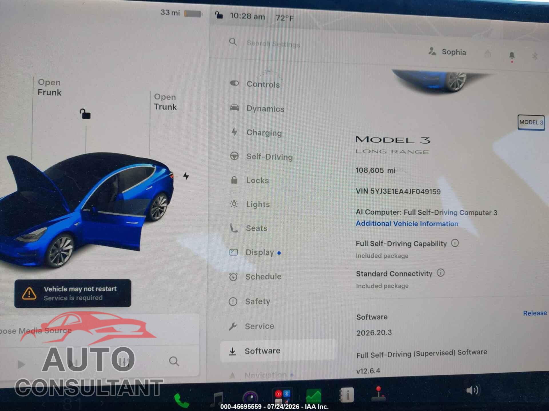 TESLA MODEL 3 2018 - 5YJ3E1EA4JF049159