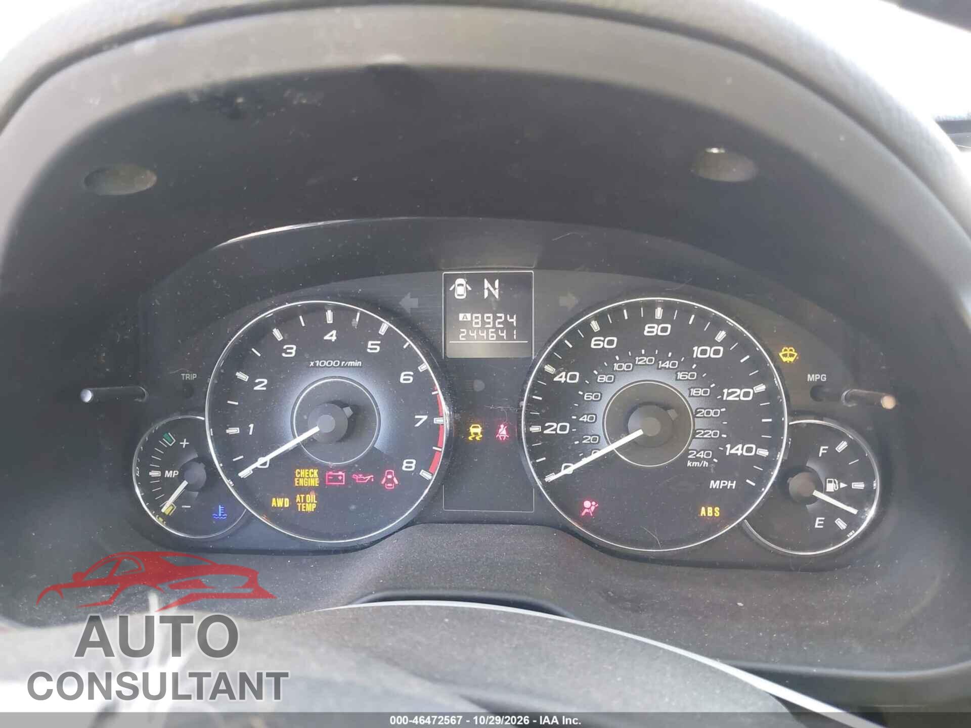 SUBARU OUTBACK 2010 - 4S4BRBBC5A3326552