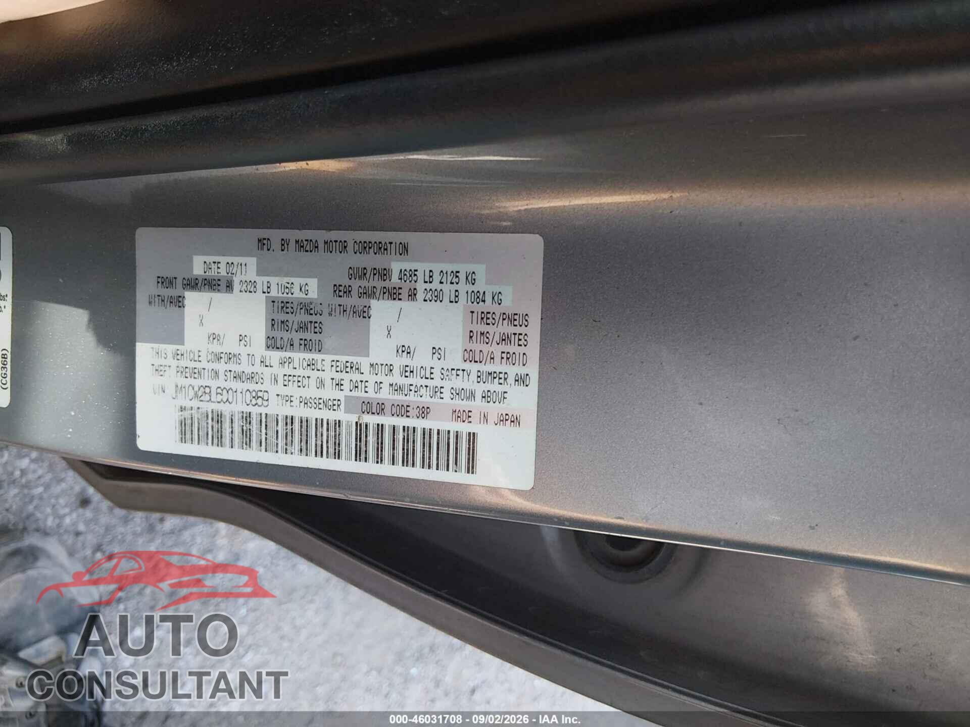 MAZDA MAZDA5 2012 - JM1CW2BL6C0110859