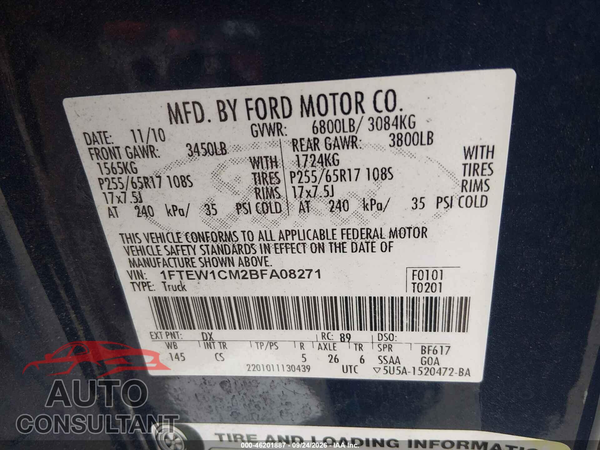 FORD F-150 2011 - 1FTEW1CM2BFA08271