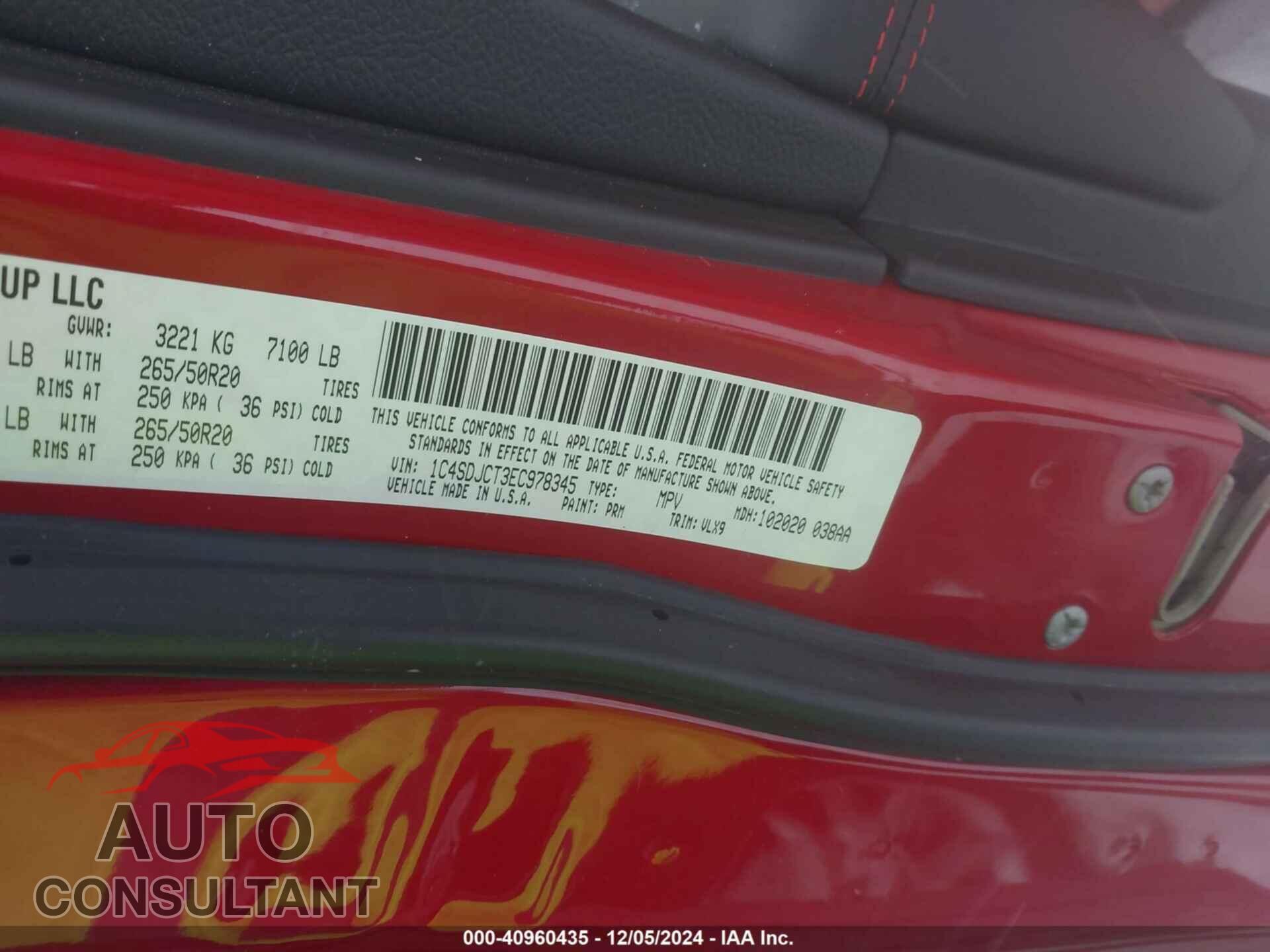 DODGE DURANGO 2014 - 1C4SDJCT3EC978345